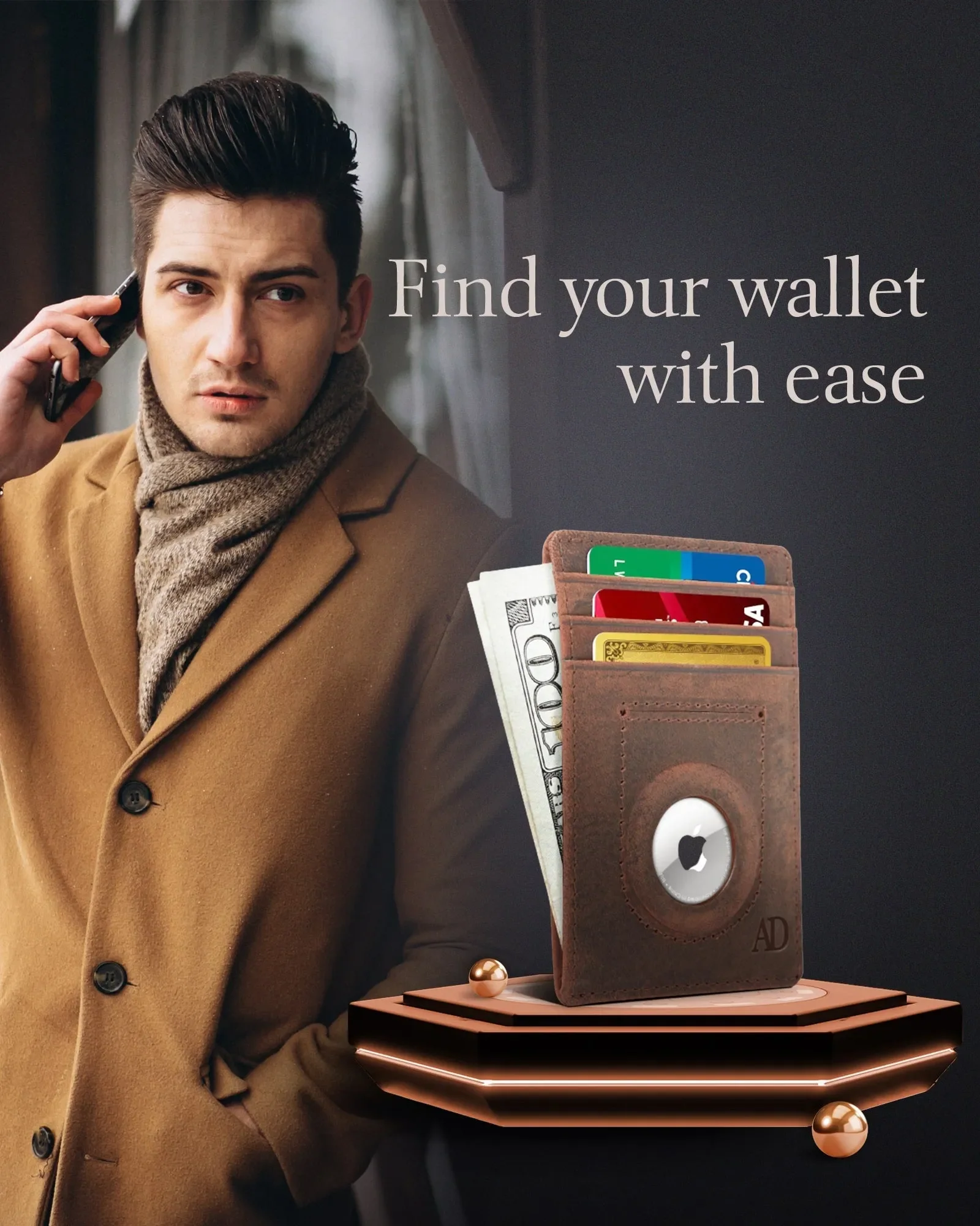 Leather Card Holder with Air Tag Holder - Image 2