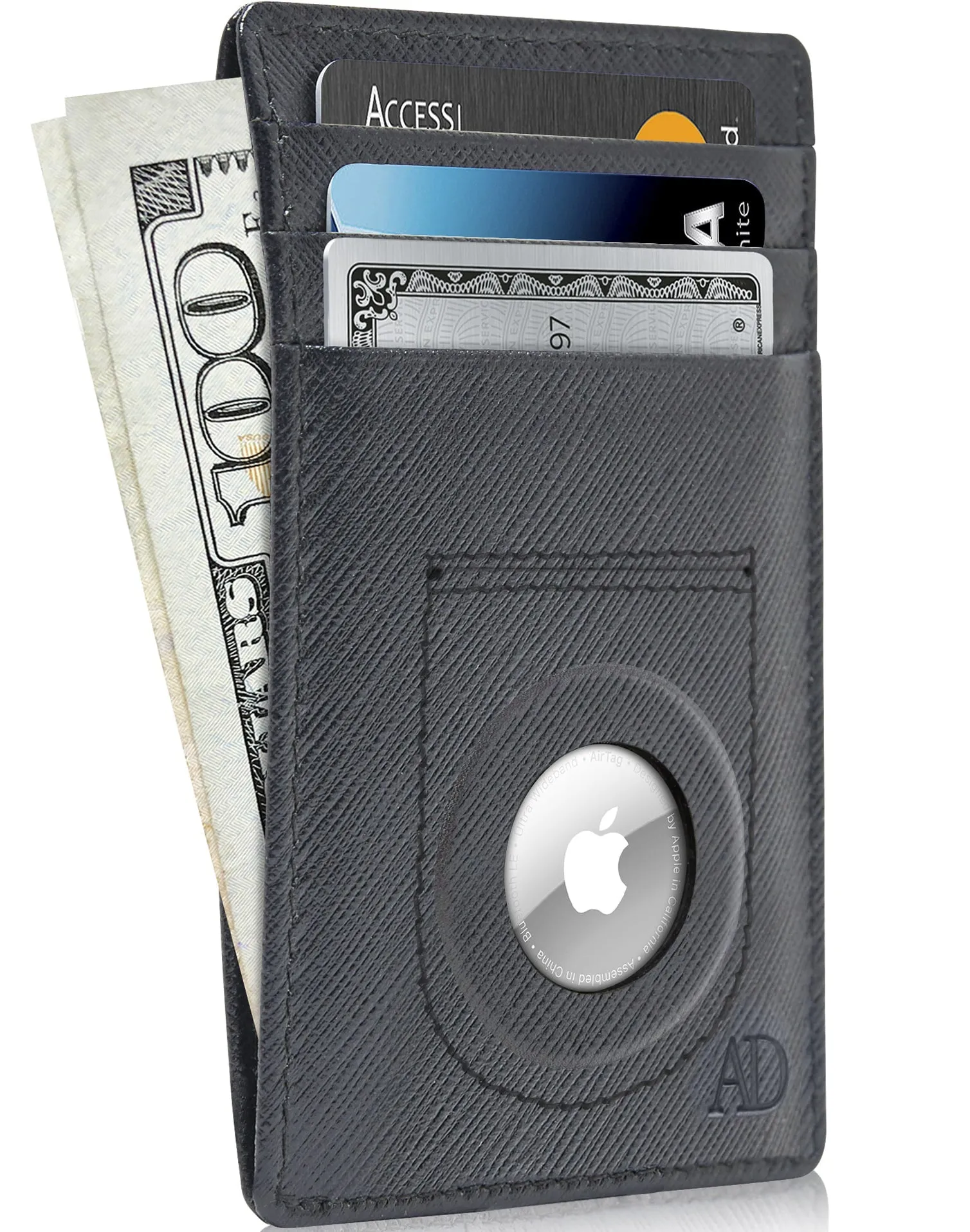 Leather Card Holder with Air Tag Holder - Image 20