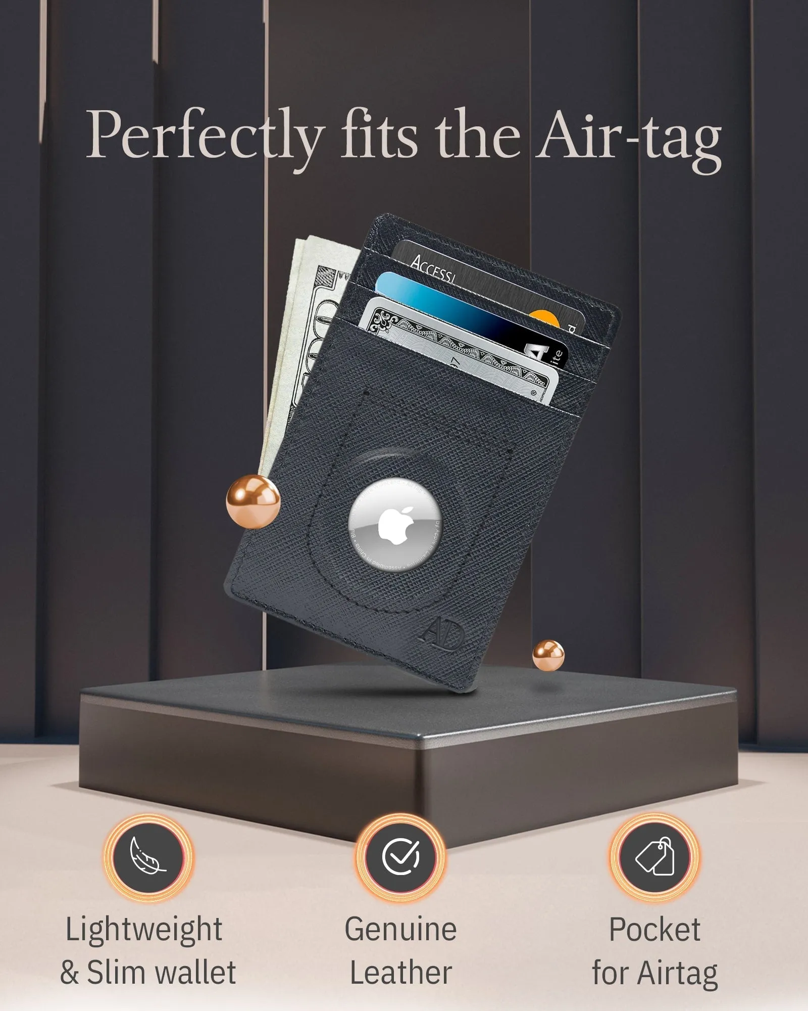Leather Card Holder with Air Tag Holder - Image 21