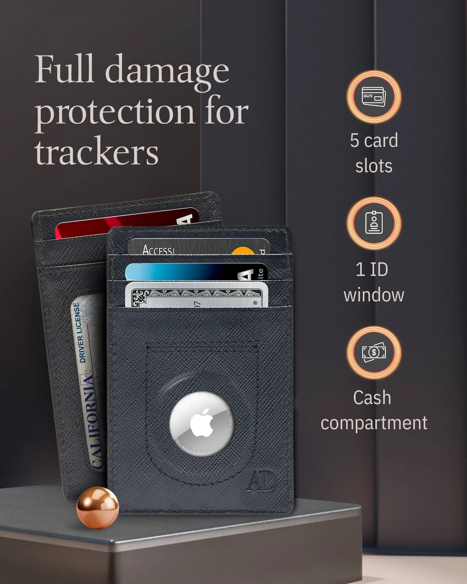 Leather Card Holder with Air Tag Holder - Image 23
