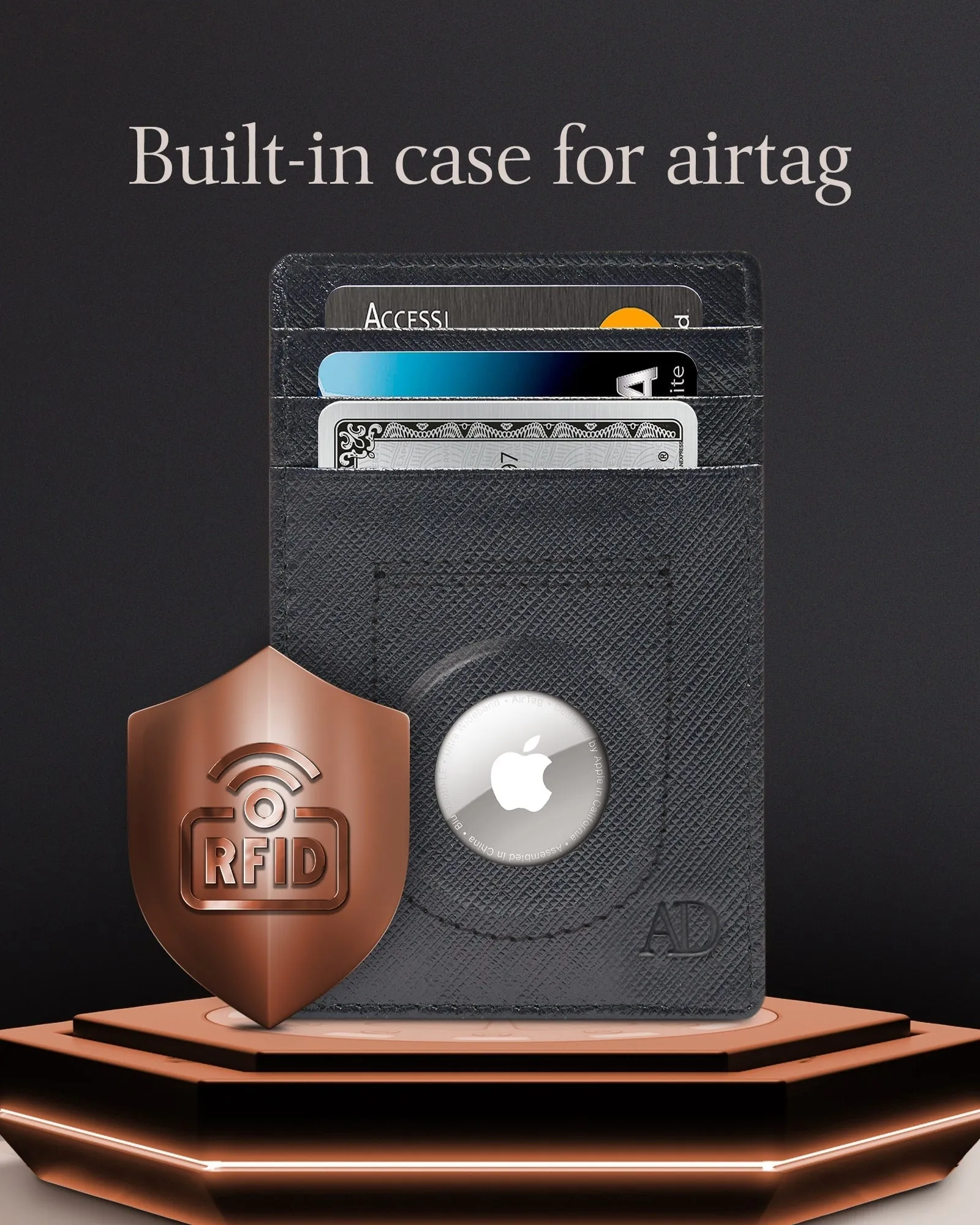 Leather Card Holder with Air Tag Holder - Image 24