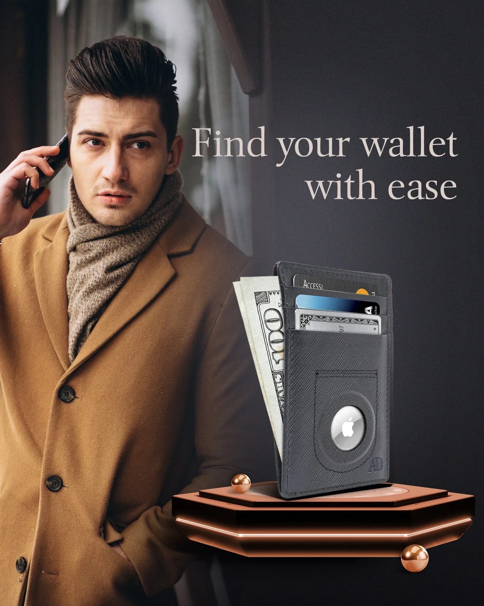 Leather Card Holder with Air Tag Holder - Image 25