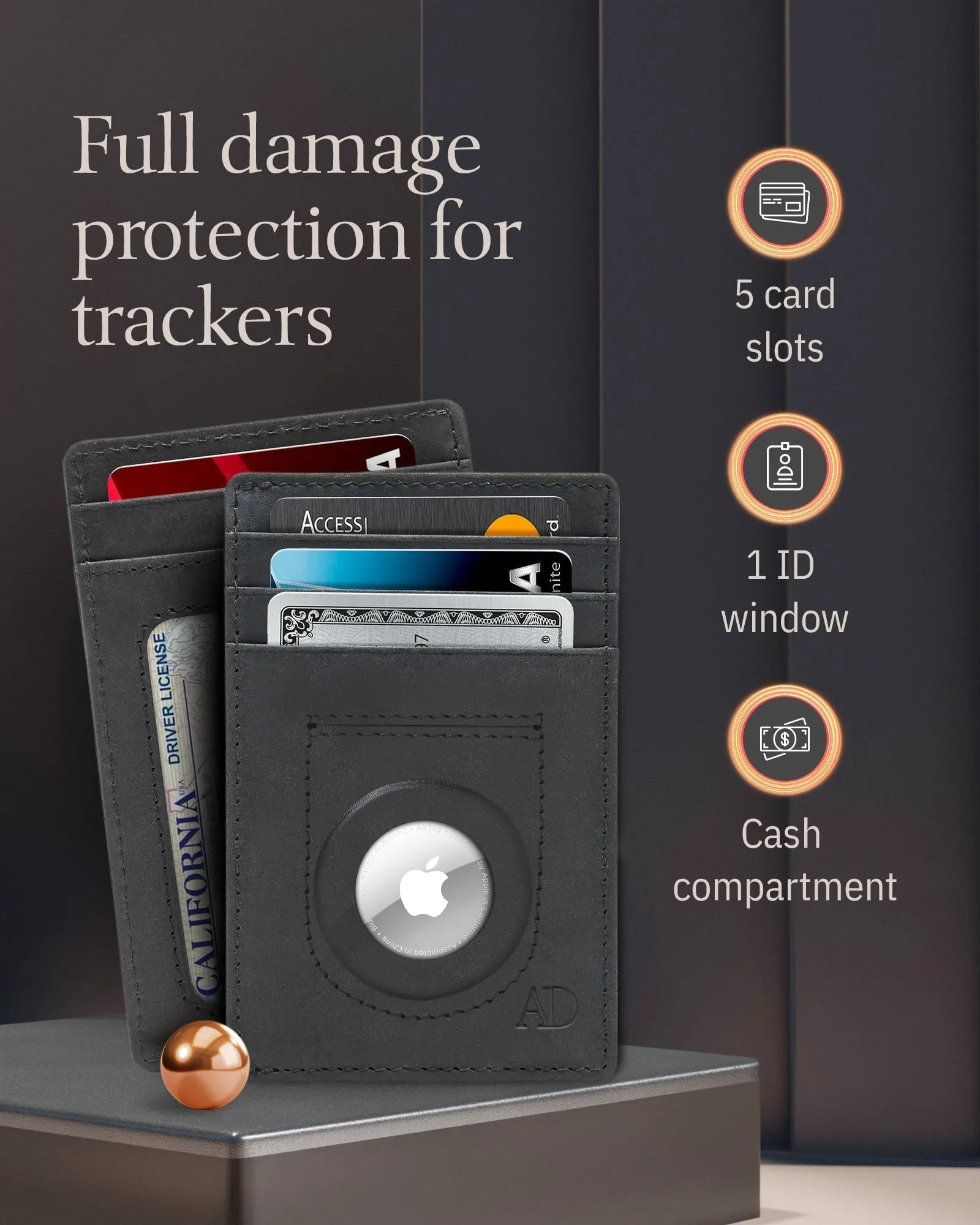 Leather Card Holder with Air Tag Holder - Image 29