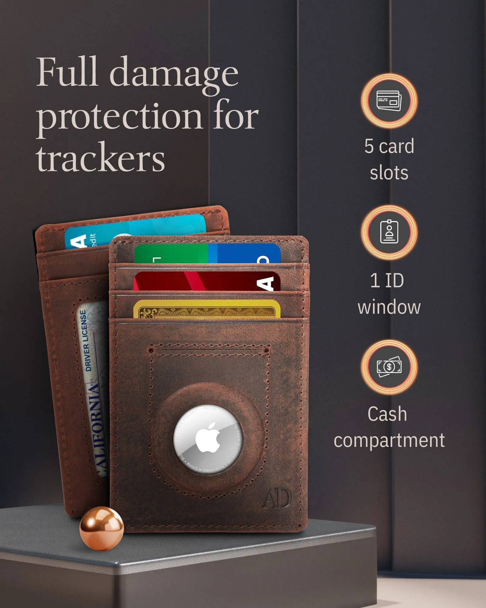 Leather Card Holder with Air Tag Holder - Image 3