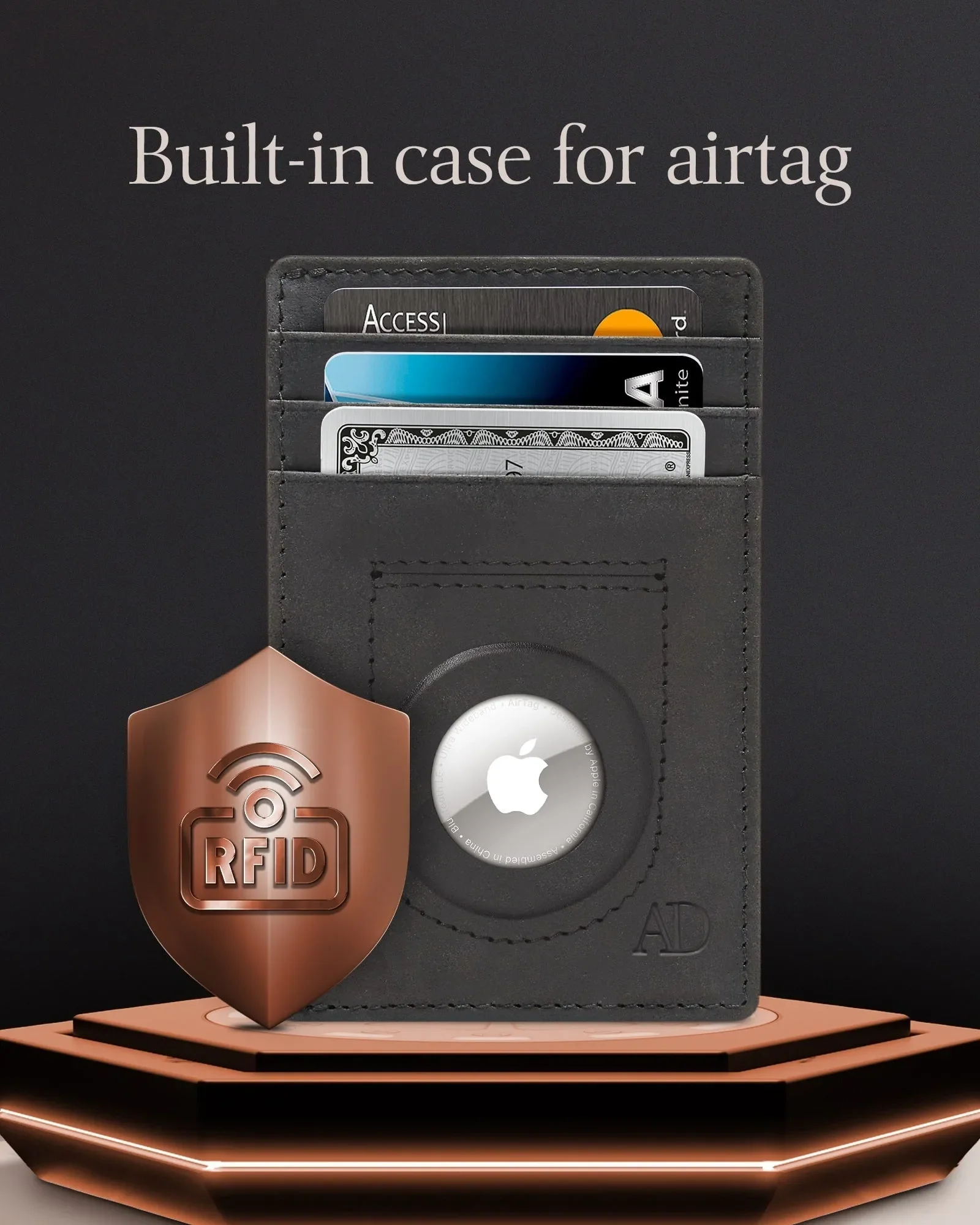 Leather Card Holder with Air Tag Holder - Image 30