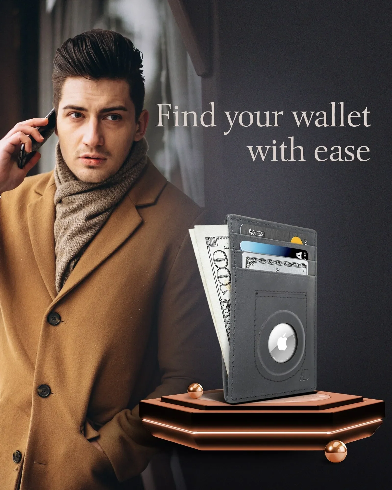 Leather Card Holder with Air Tag Holder - Image 31