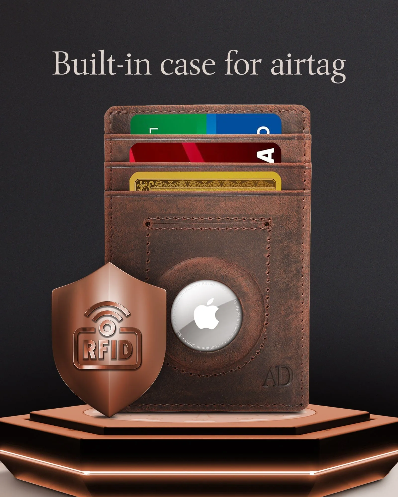Leather Card Holder with Air Tag Holder - Image 5