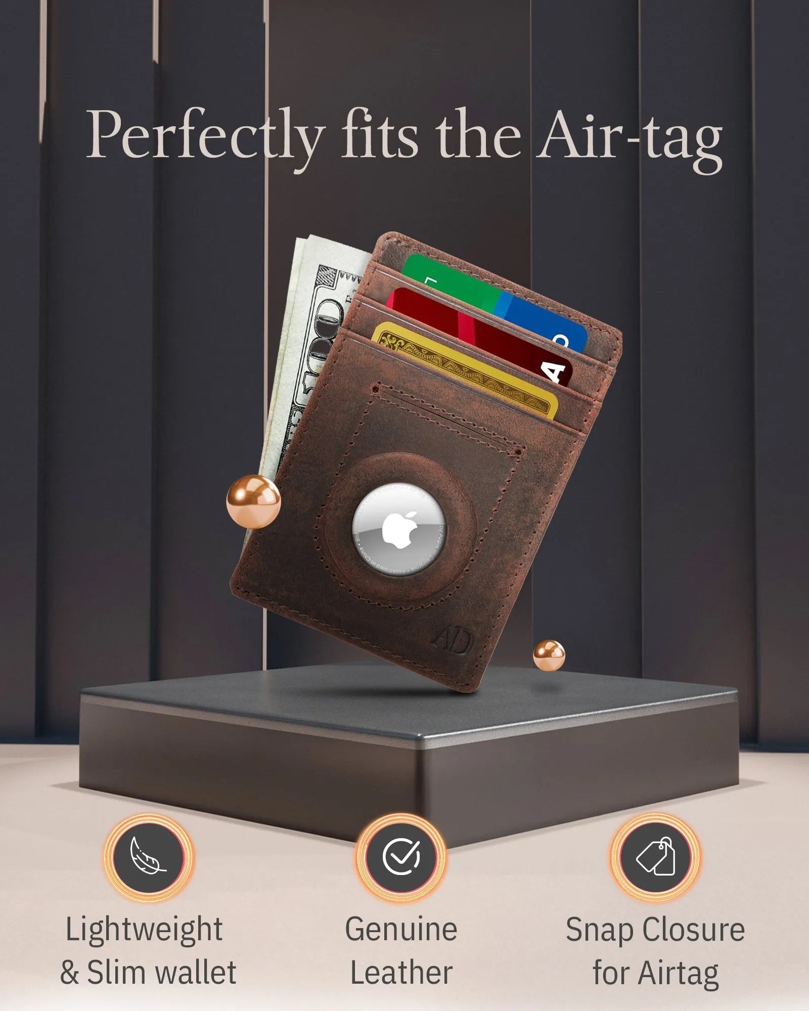 Leather Card Holder with Air Tag Holder - Image 6
