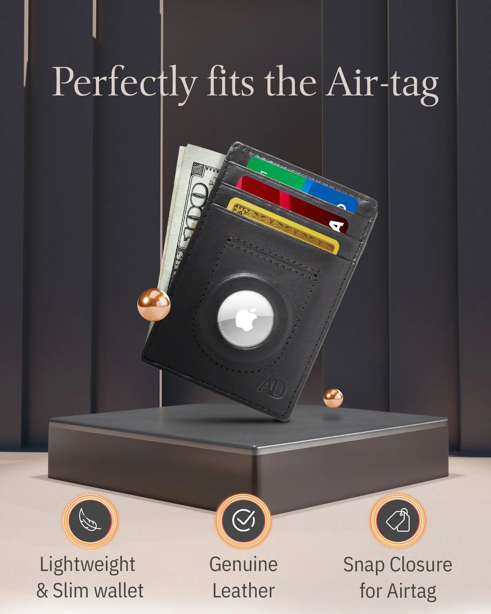 Leather Card Holder with Air Tag Holder - Image 9