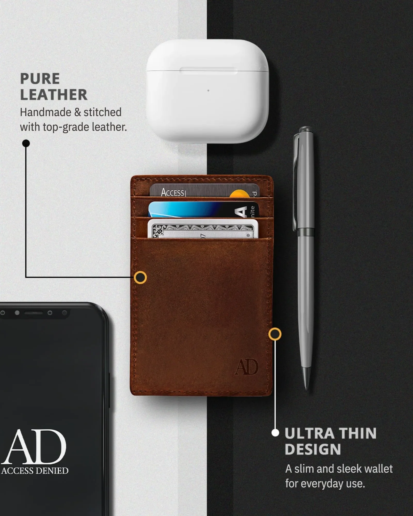 Leather RFID Minimalist Card Holder - Image 21