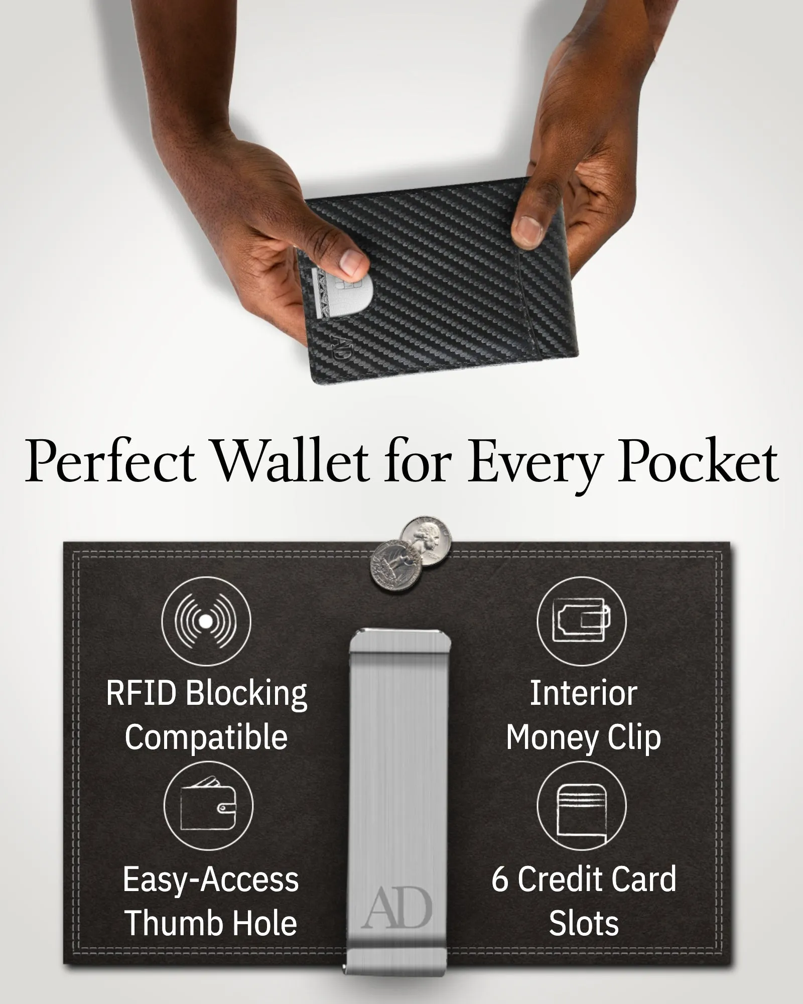 Leather Money Clip Bifold Wallet - Image 10
