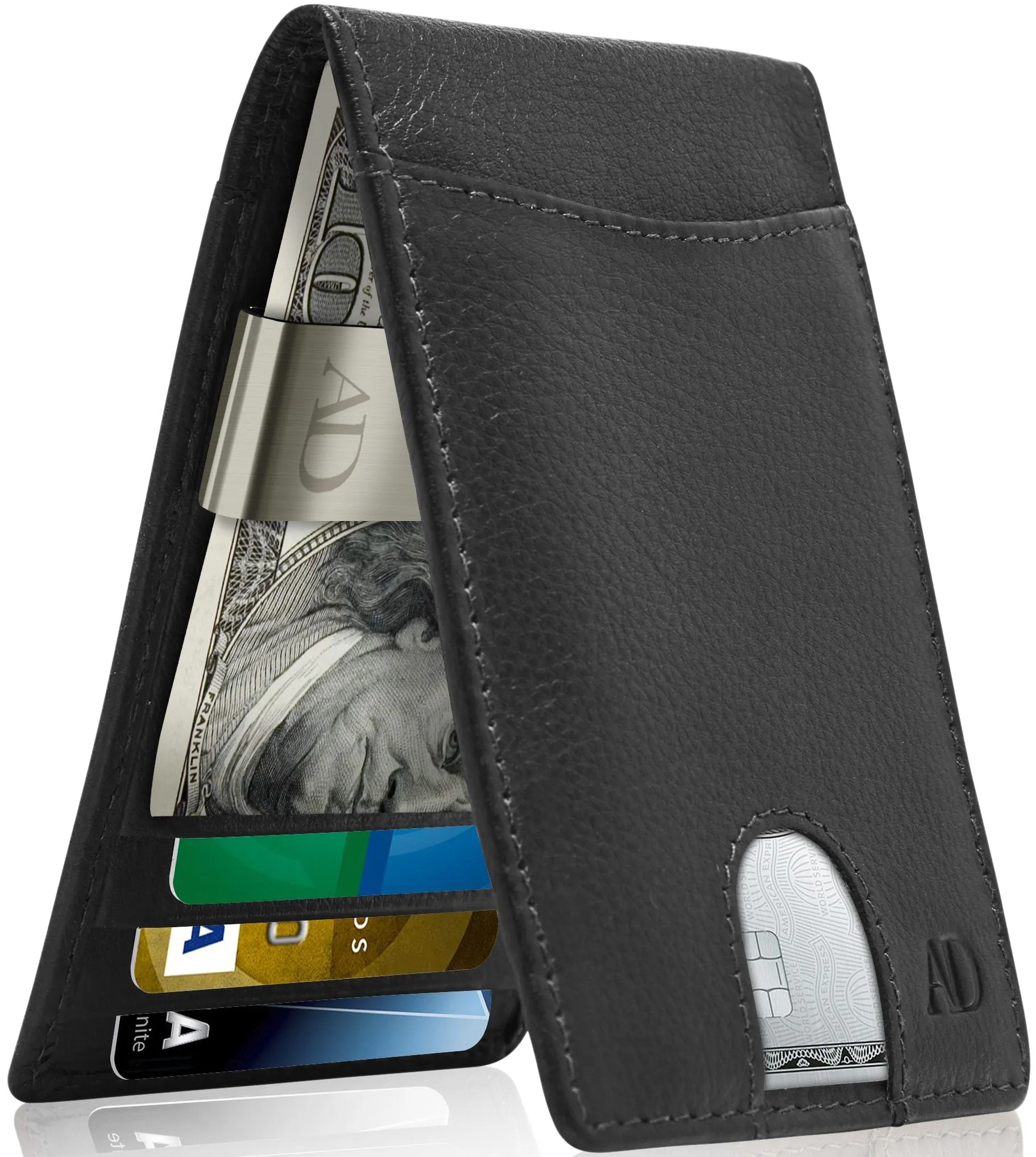 Leather Money Clip Bifold Wallet - Image 14