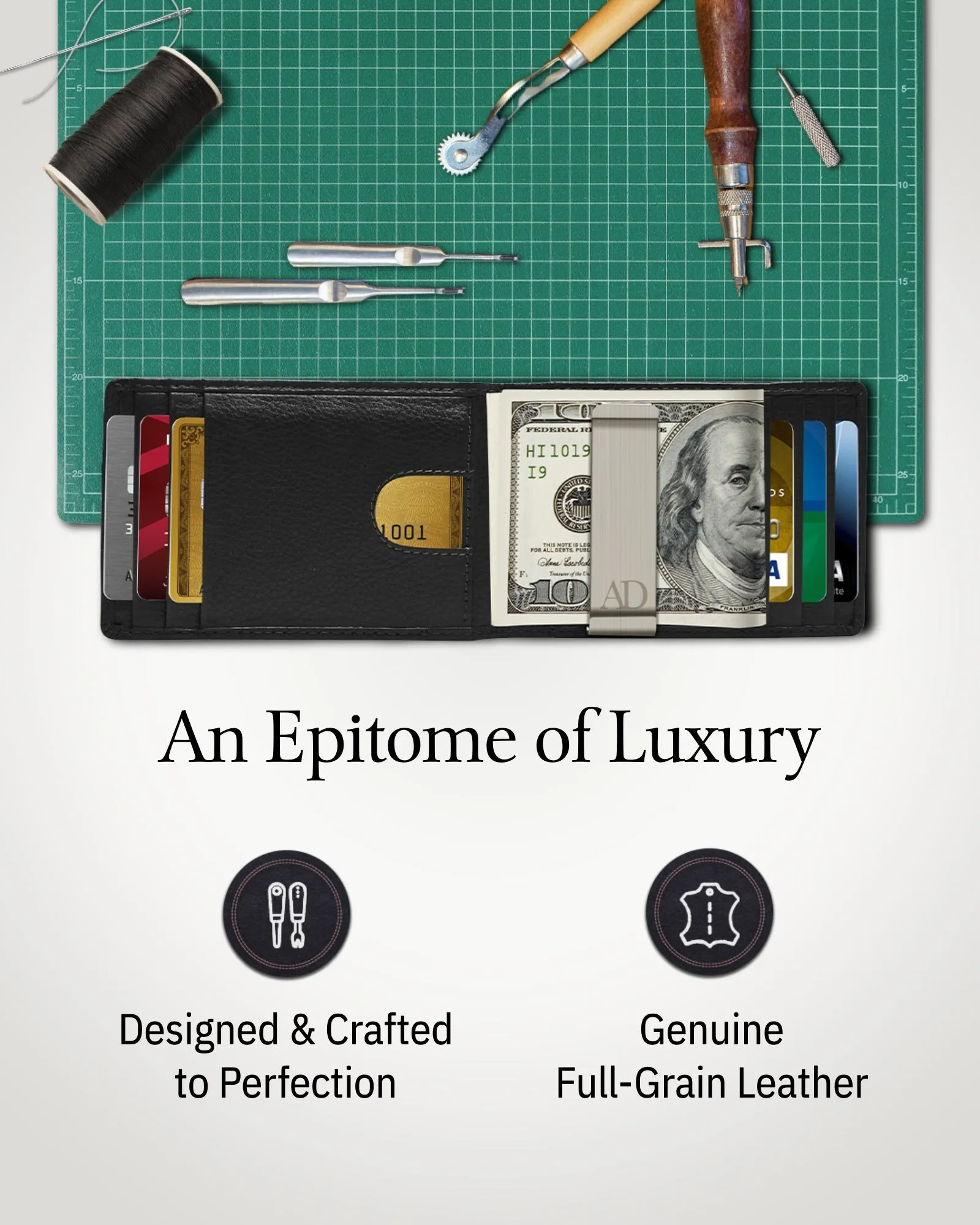 Leather Money Clip Bifold Wallet - Image 15