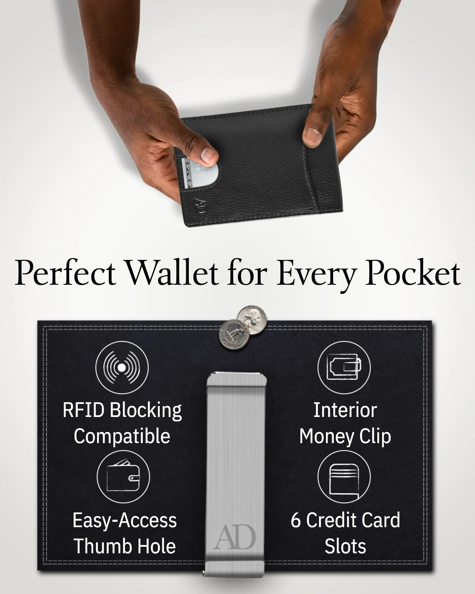 Leather Money Clip Bifold Wallet - Image 16