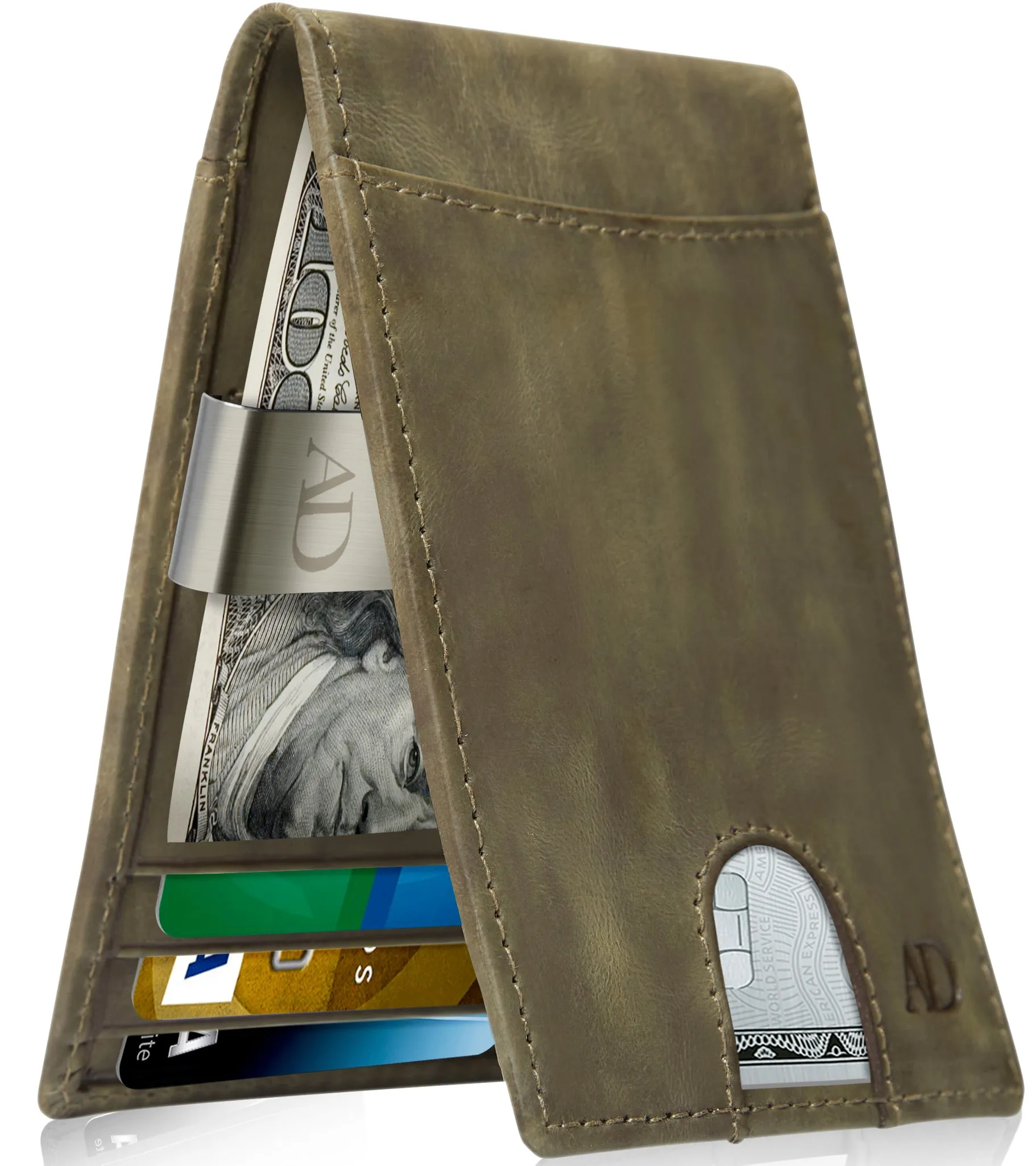 Leather Money Clip Bifold Wallet - Image 23