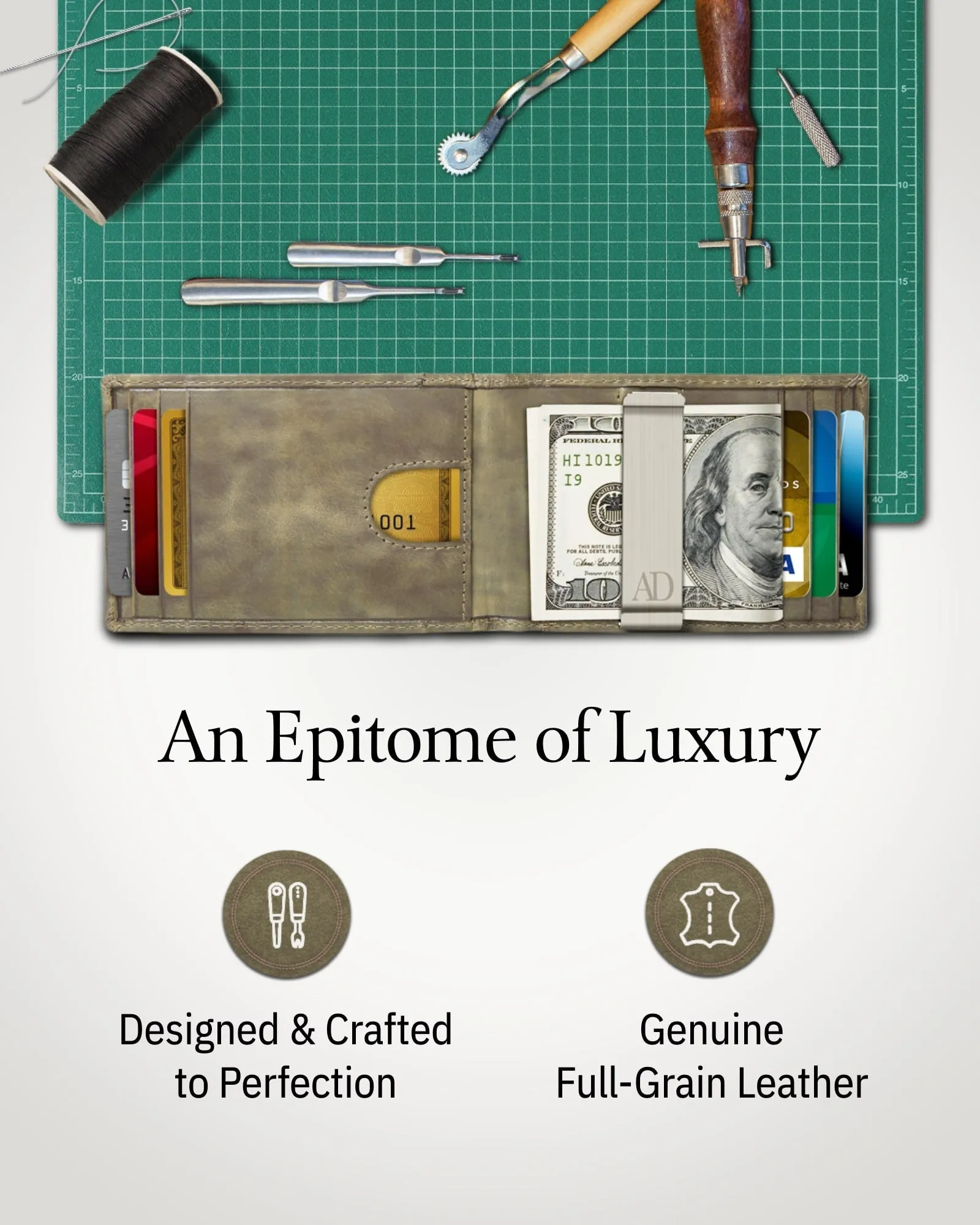 Leather Money Clip Bifold Wallet - Image 24