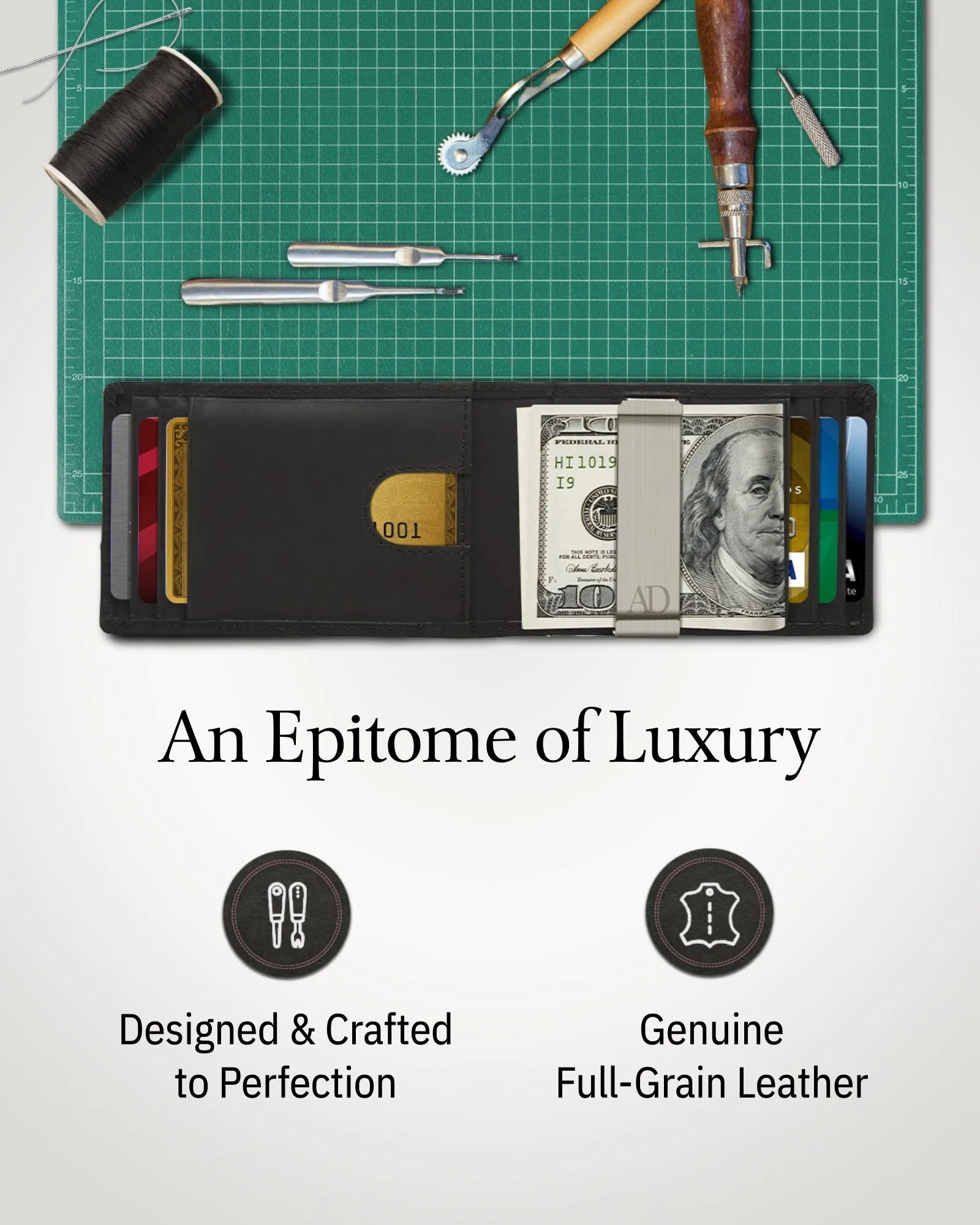 Leather Money Clip Bifold Wallet - Image 30