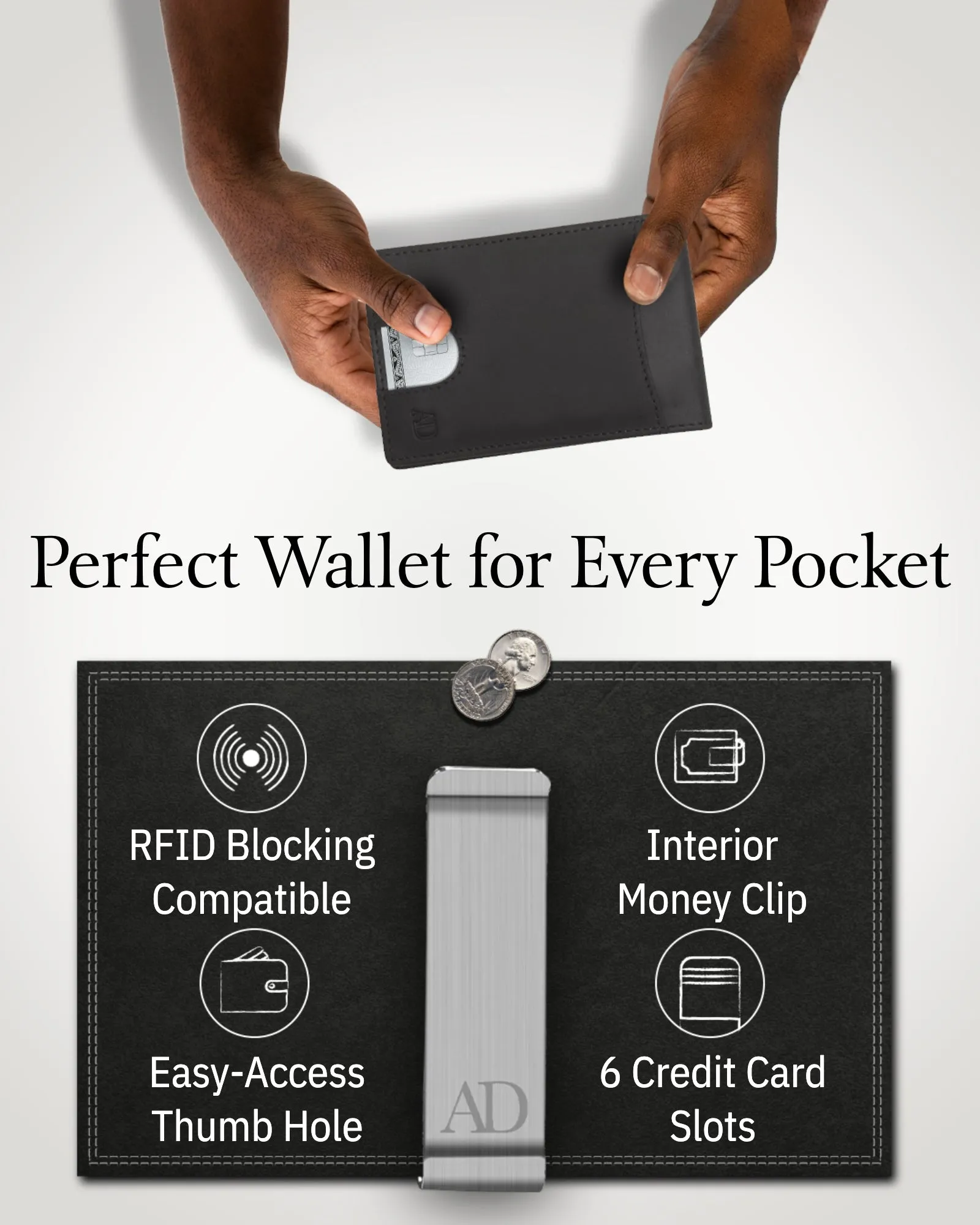 Leather Money Clip Bifold Wallet - Image 31