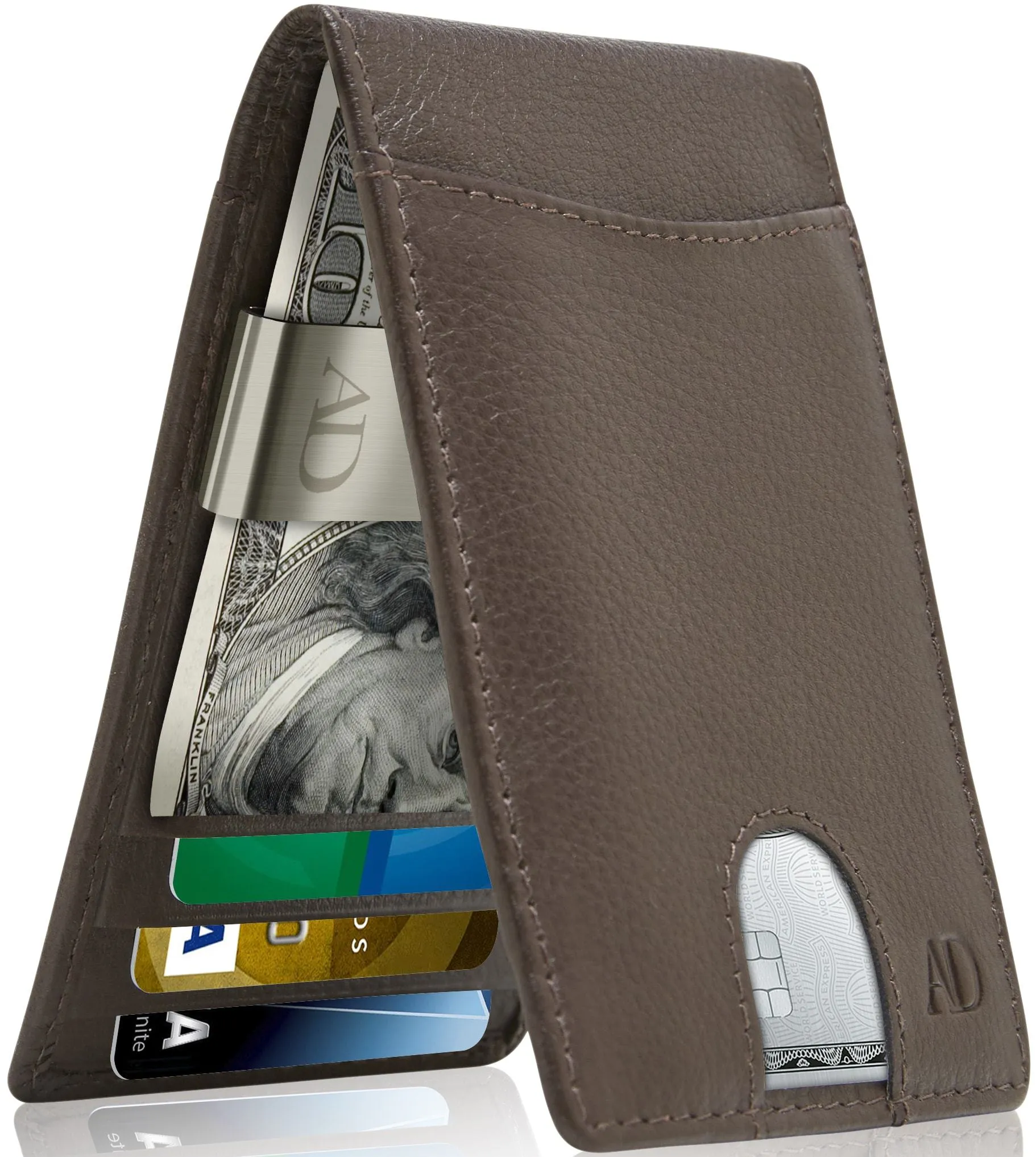 Leather Money Clip Bifold Wallet - Image 35