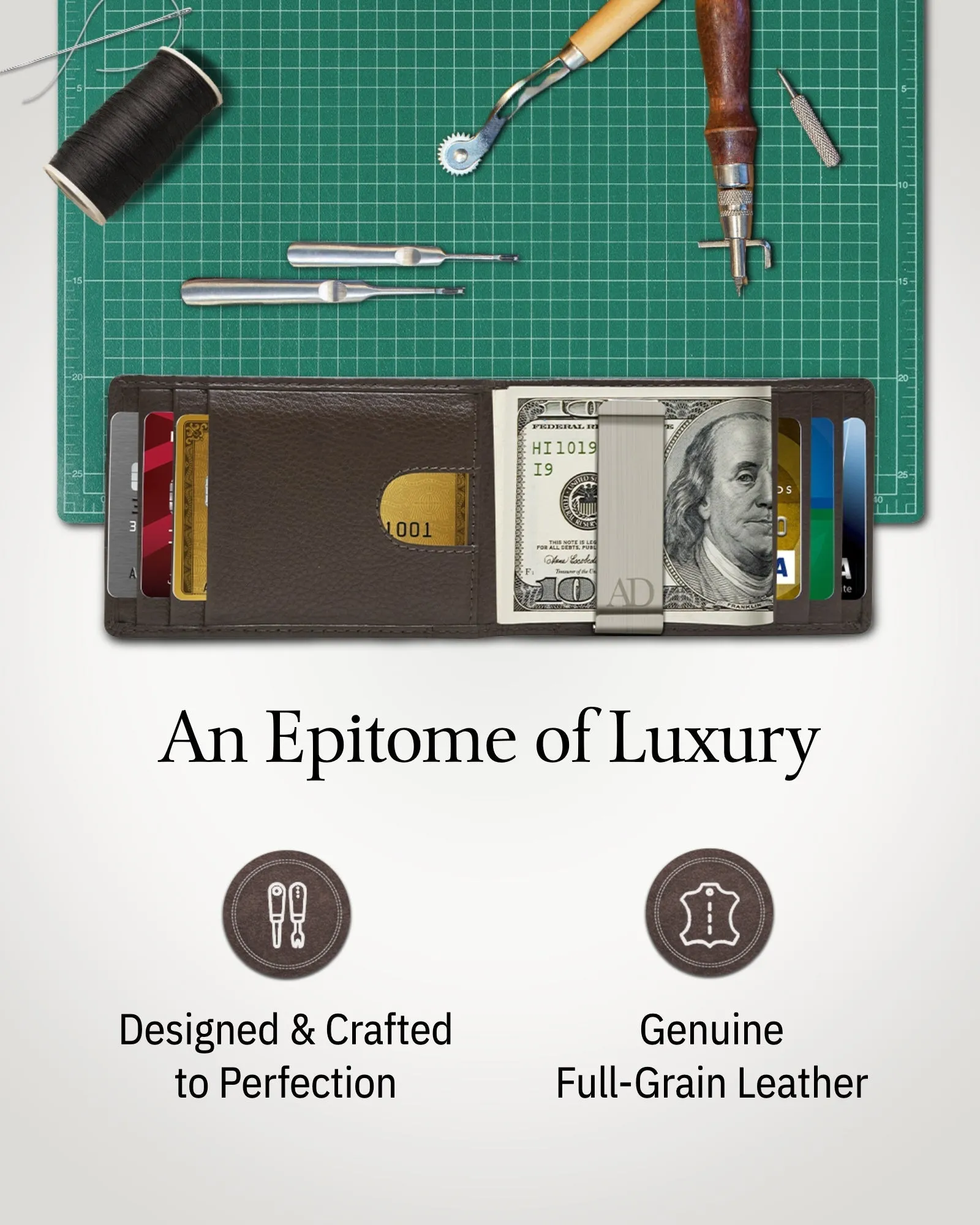 Leather Money Clip Bifold Wallet - Image 36