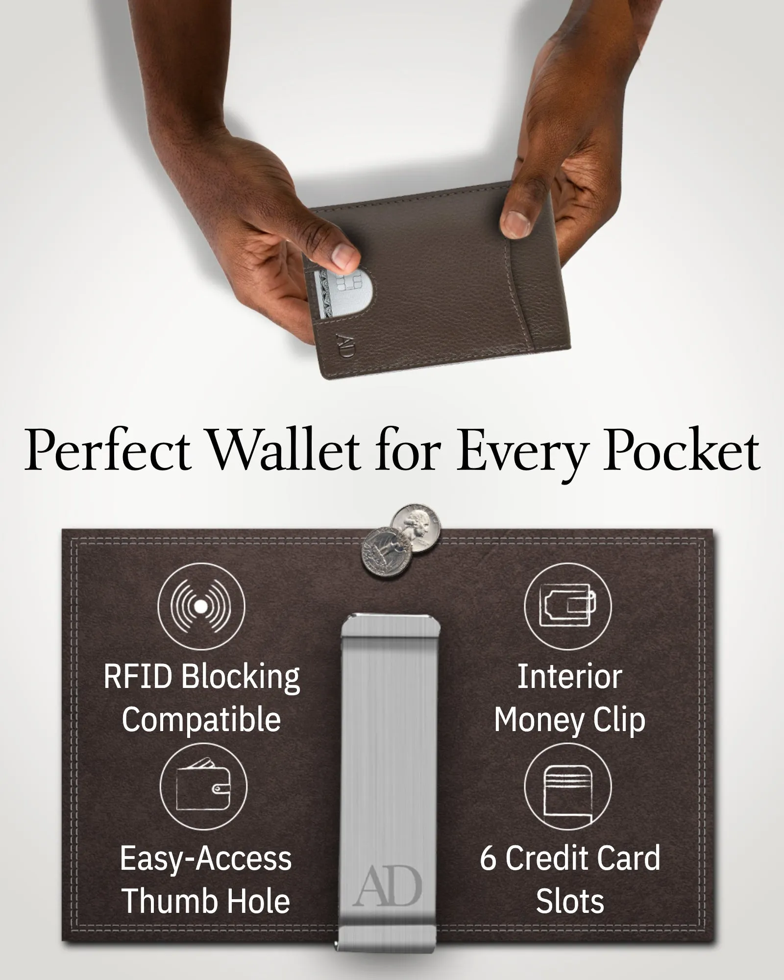 Leather Money Clip Bifold Wallet - Image 37
