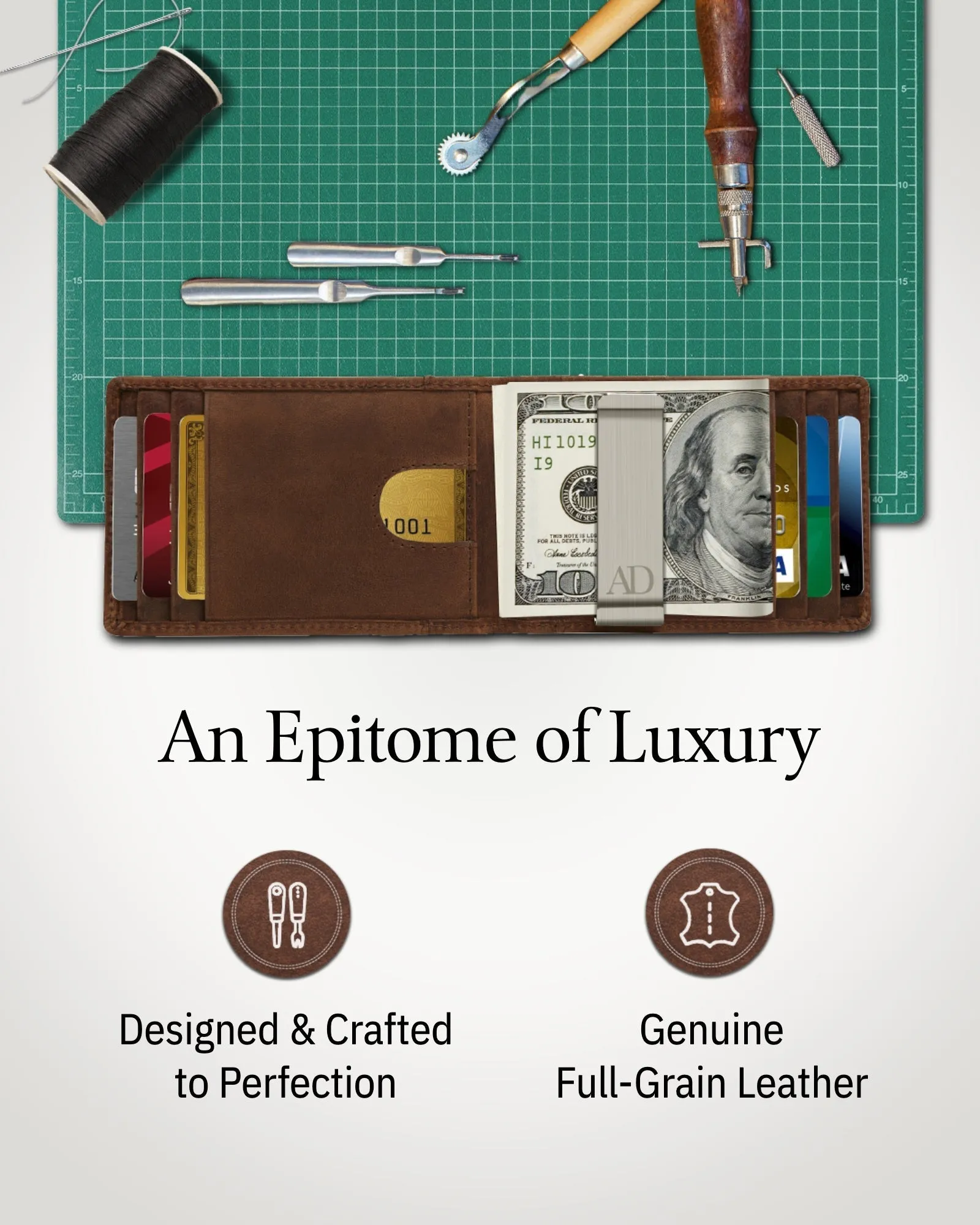 Leather Money Clip Bifold Wallet - Image 4