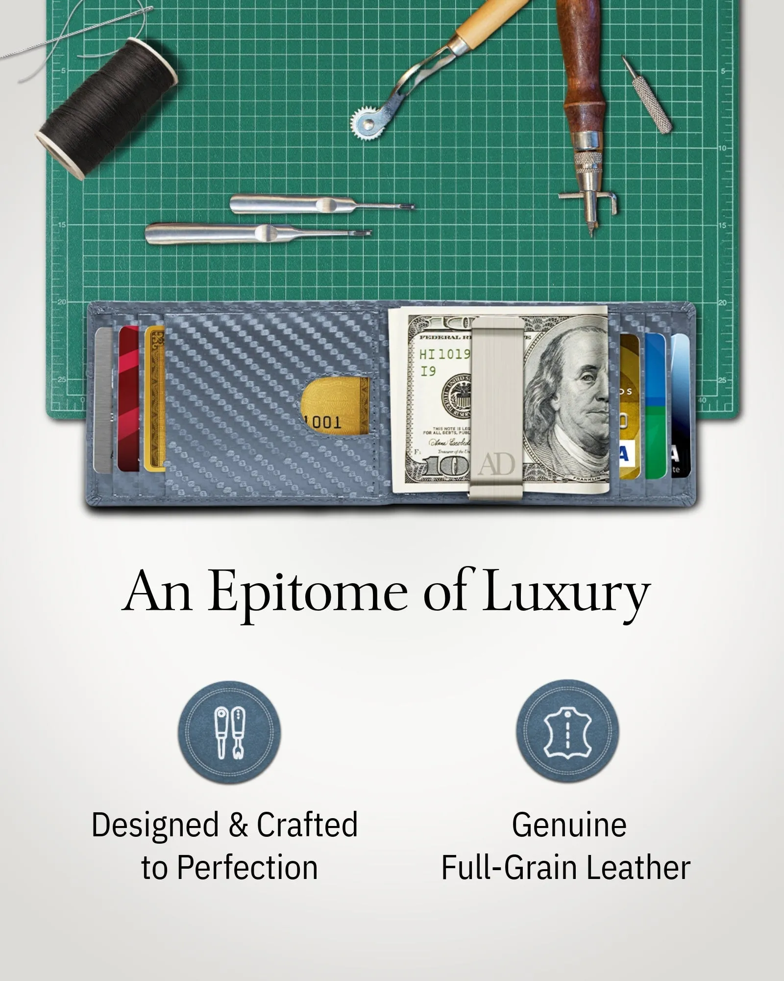 Leather Money Clip Bifold Wallet - Image 42