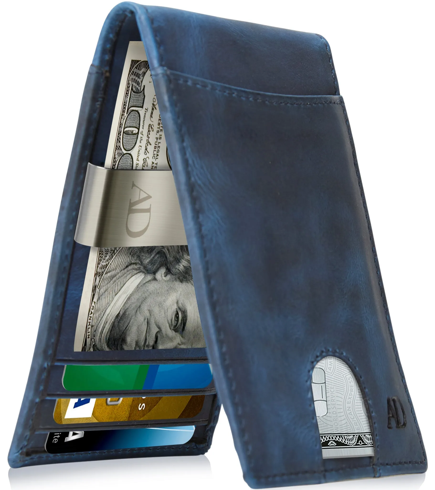 Leather Money Clip Bifold Wallet - Image 47
