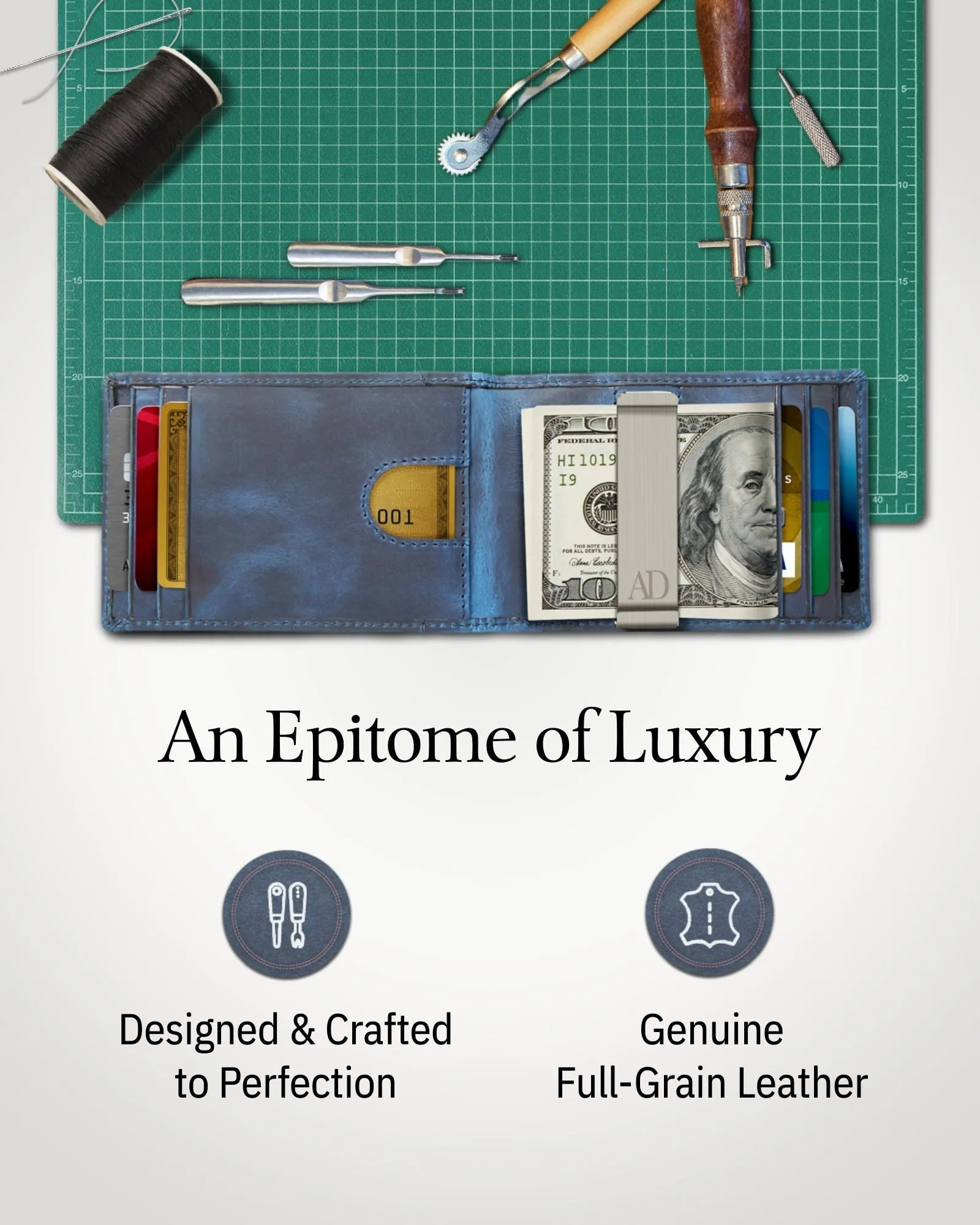 Leather Money Clip Bifold Wallet - Image 48