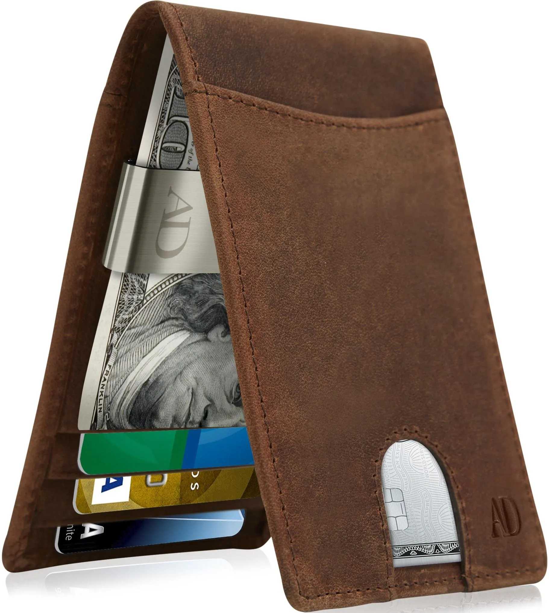 Leather Money Clip Bifold Wallet - Image 7