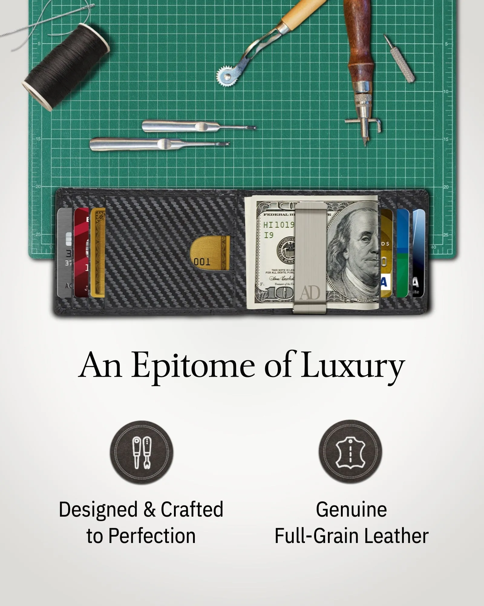 Leather Money Clip Bifold Wallet - Image 9