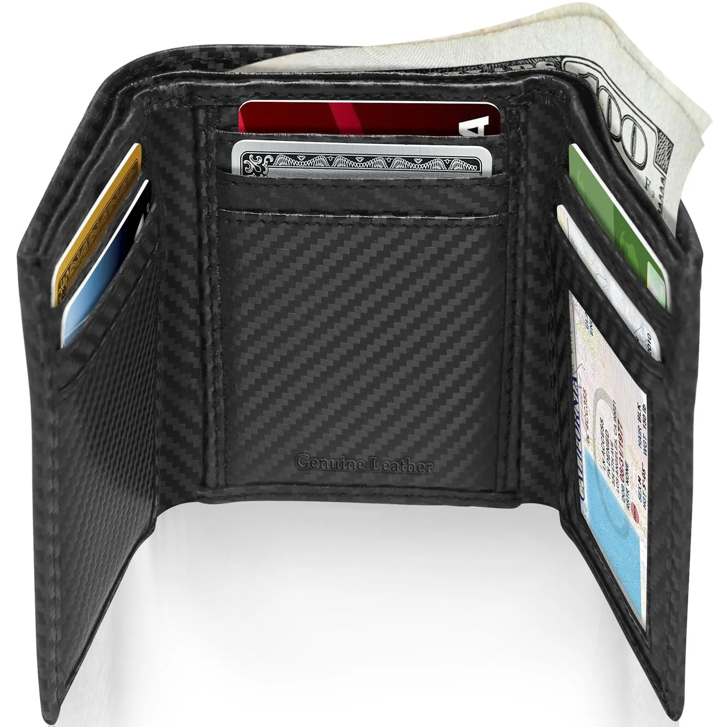 Leather Trifold Wallet with ID Window - Image 13