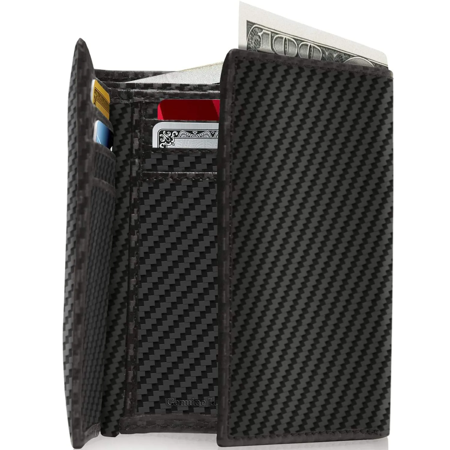 Leather Trifold Wallet with ID Window - Image 14