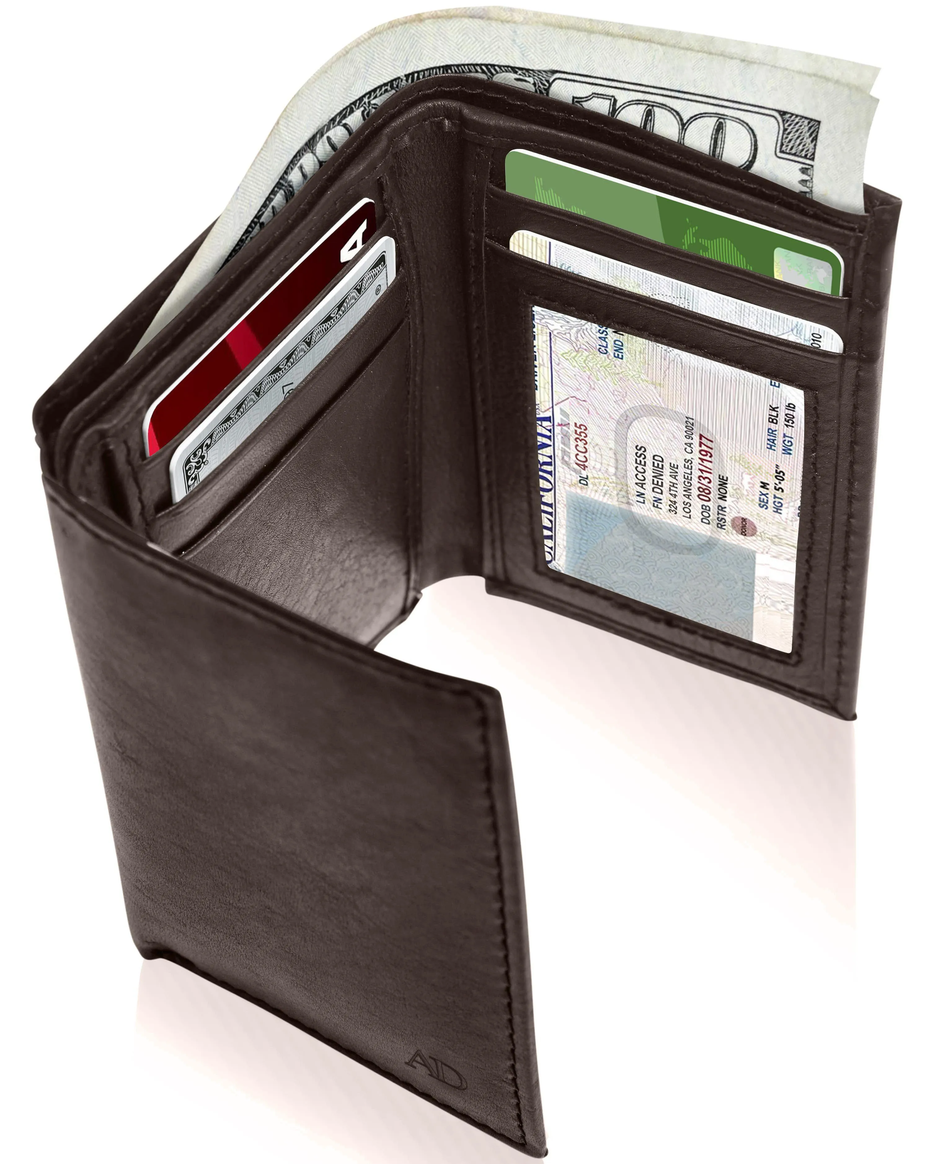 Leather Trifold Wallet with ID Window - Image 16