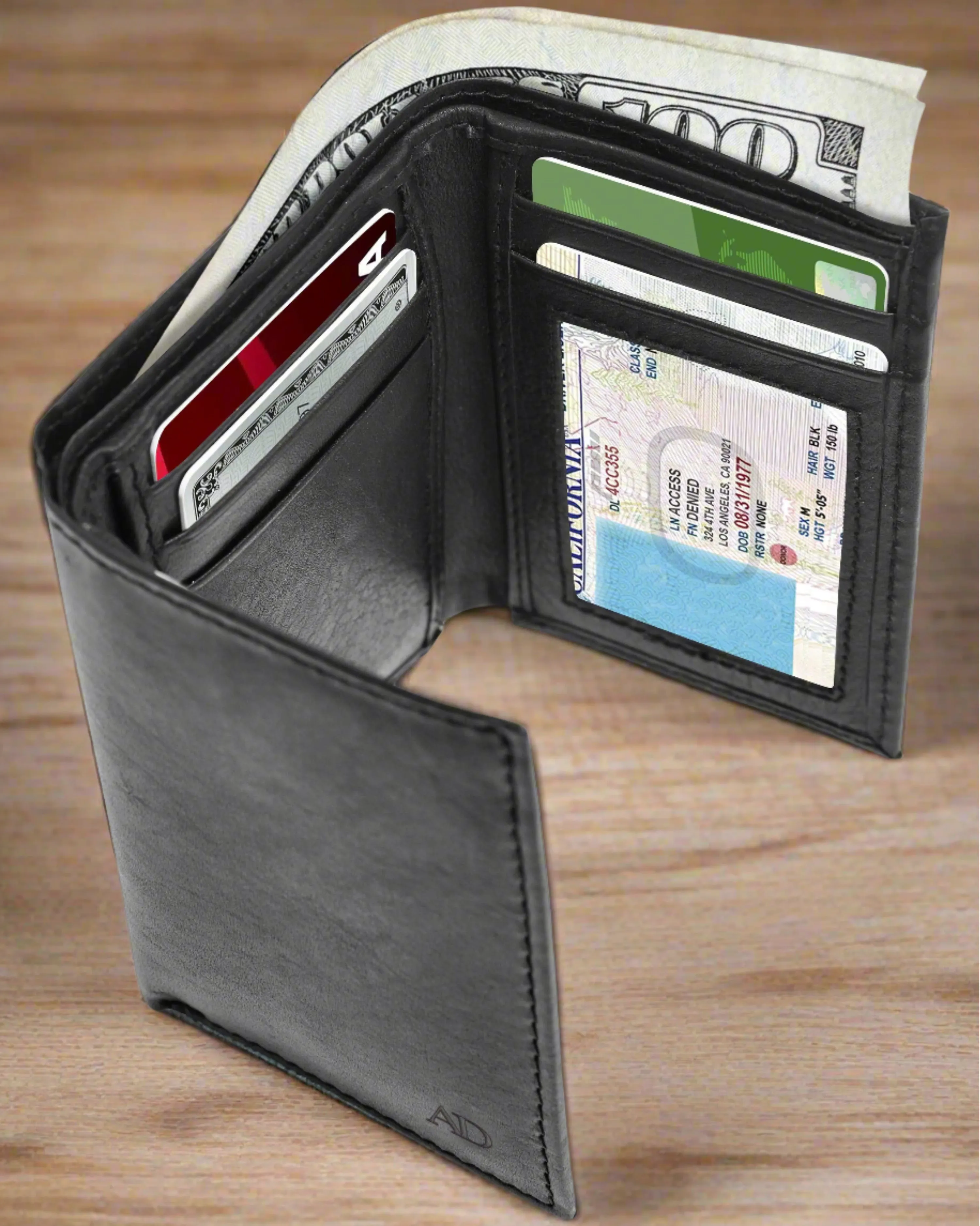 Leather Trifold Wallet with ID Window - Image 2