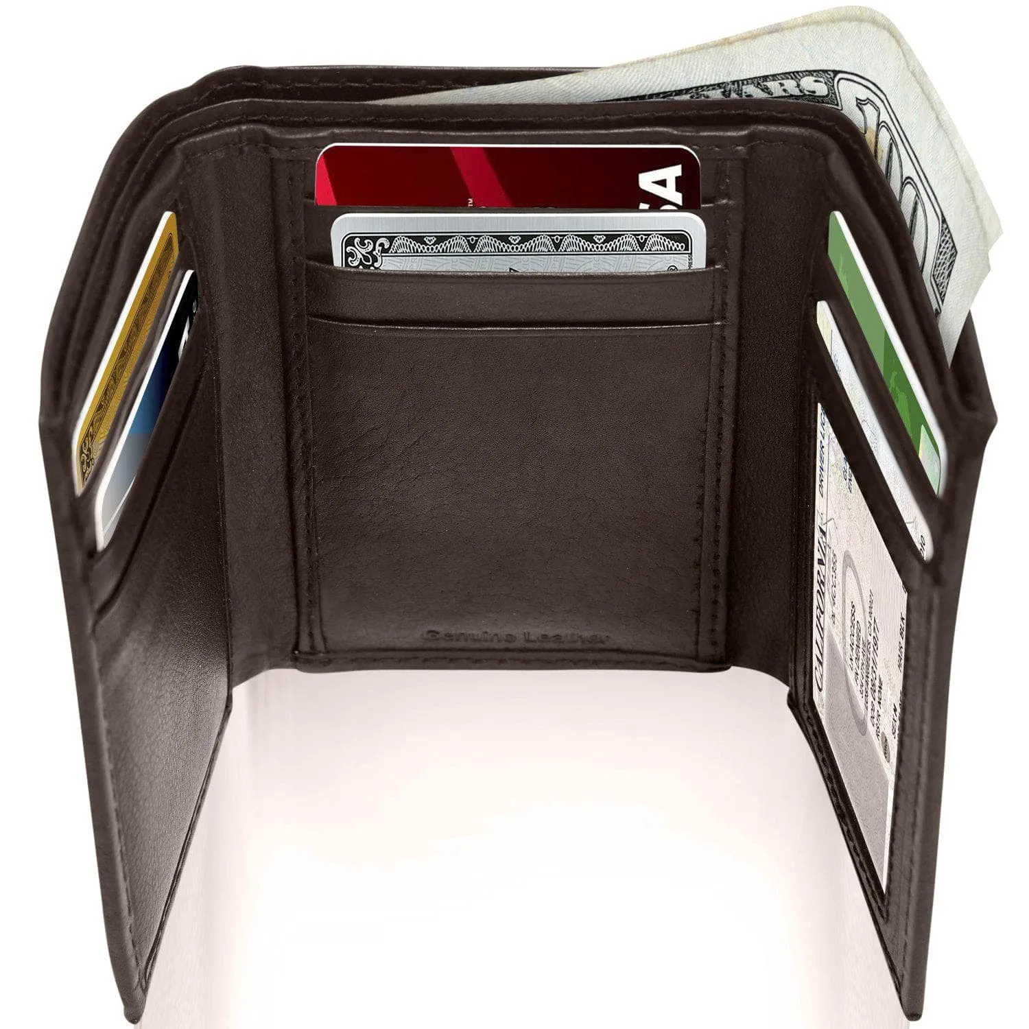 Leather Trifold Wallet with ID Window - Image 21