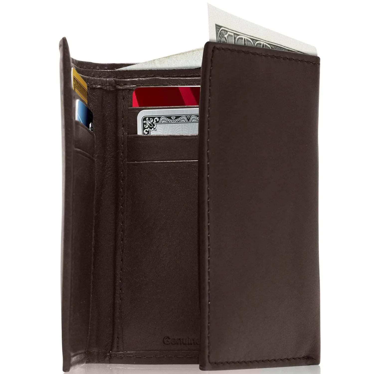 Leather Trifold Wallet with ID Window - Image 25