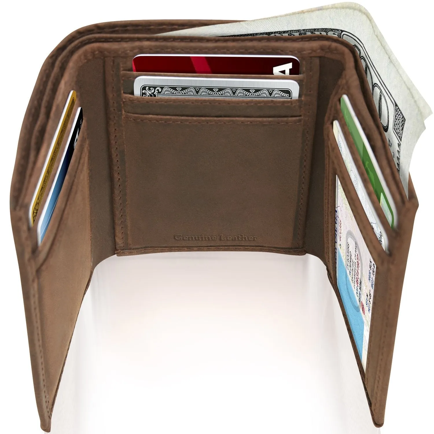 Leather Trifold Wallet with ID Window - Image 26