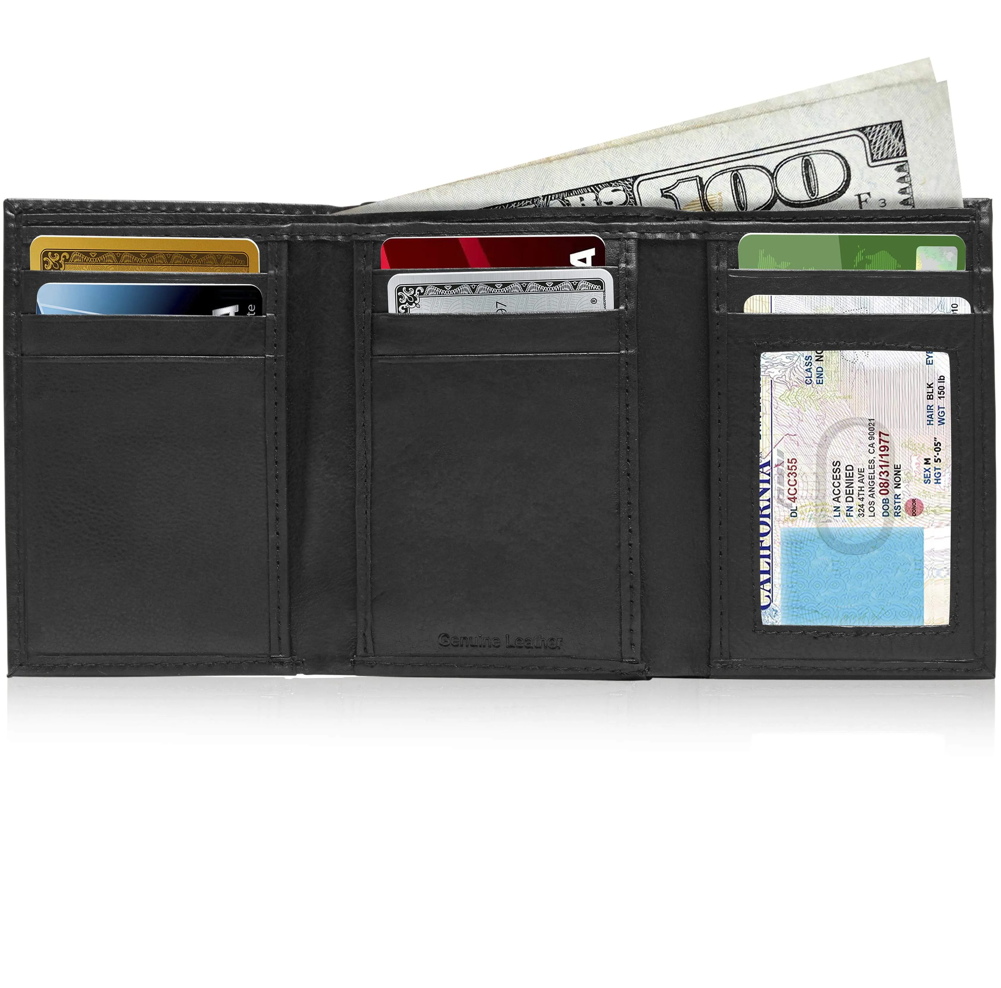 Leather Trifold Wallet with ID Window - Image 3