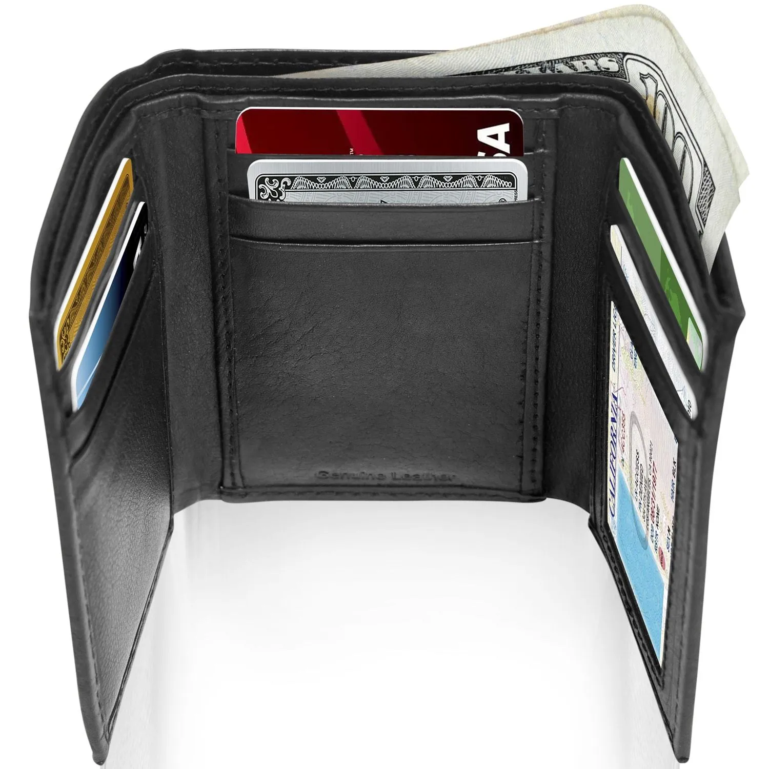 Leather Trifold Wallet with ID Window - Image 5