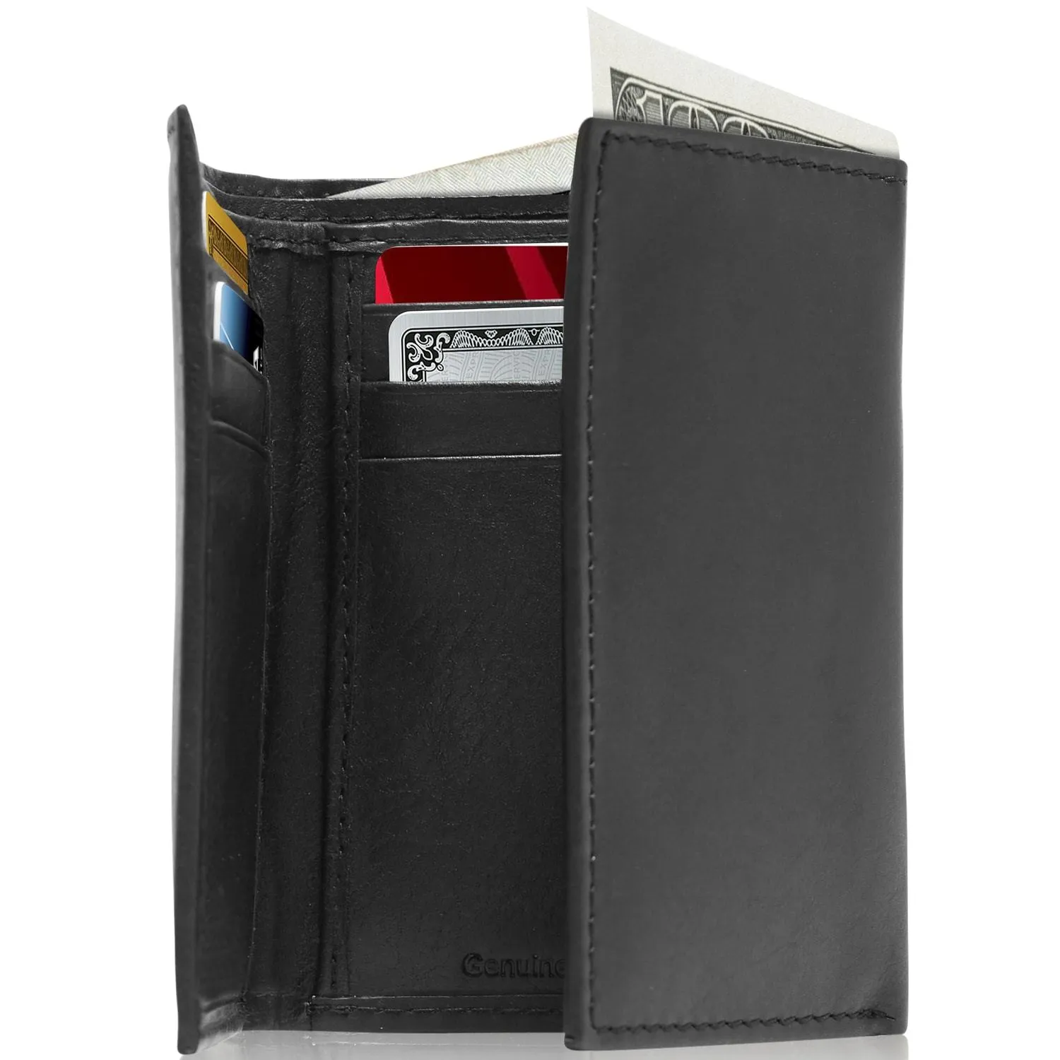 Leather Trifold Wallet with ID Window - Image 6