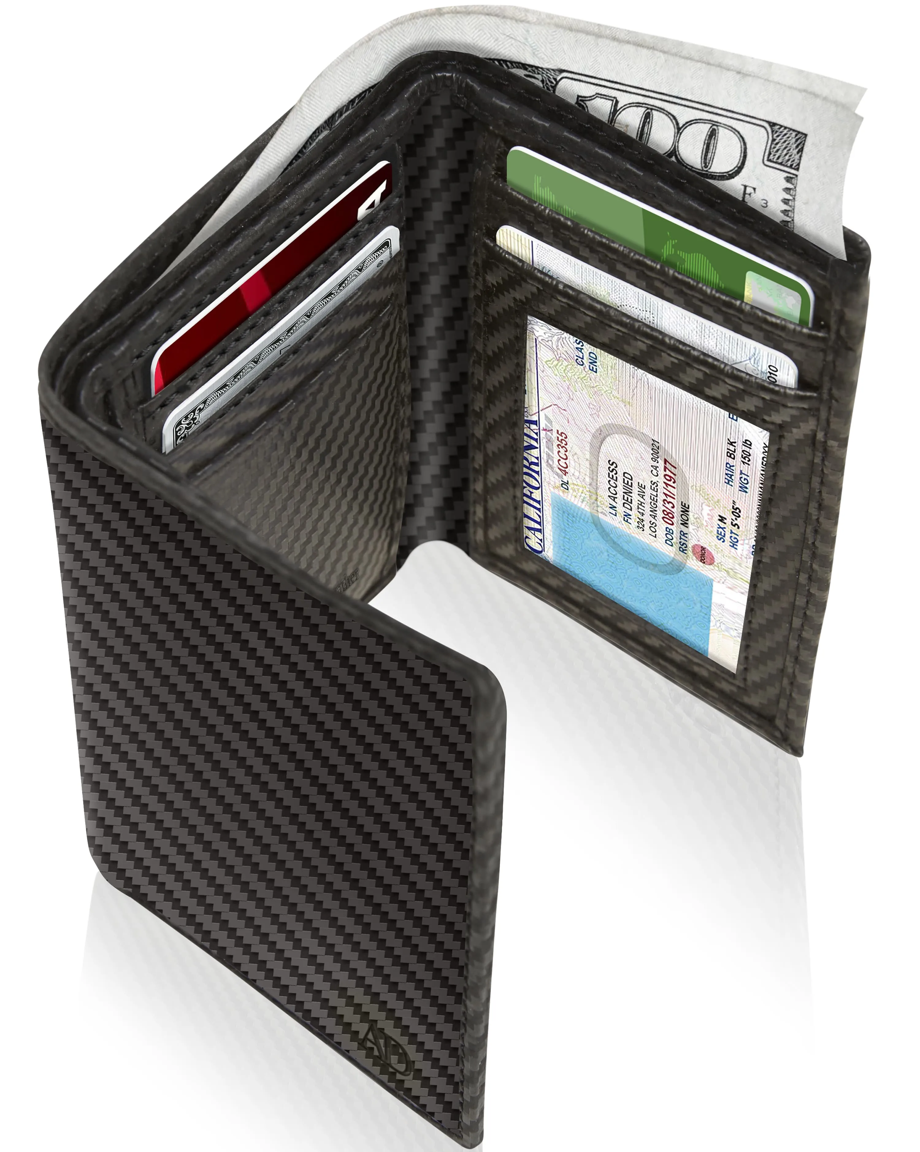 Leather Trifold Wallet with ID Window - Image 9