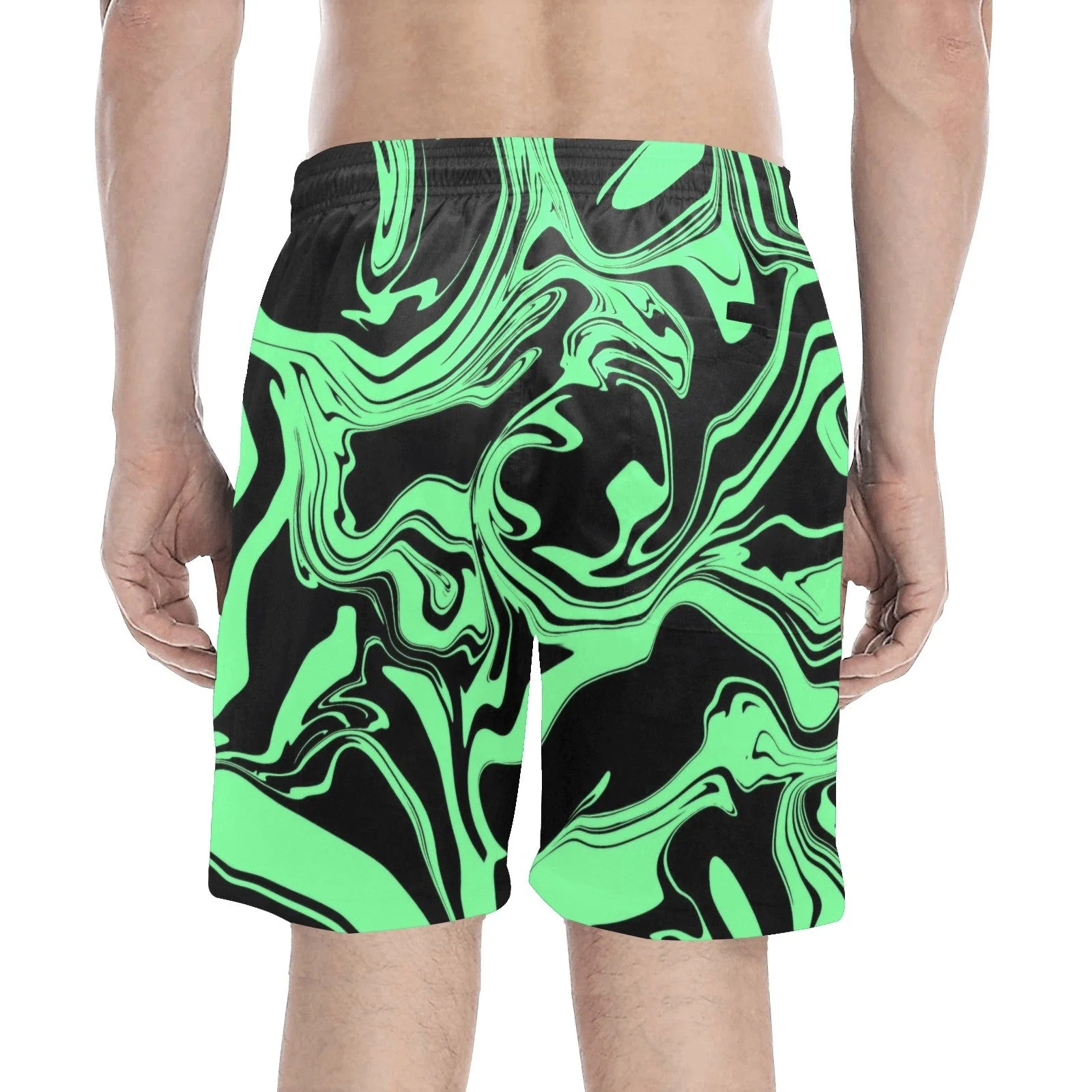 Slime in the Dark Green and Black Oil Spill Swim Shorts - Image 2