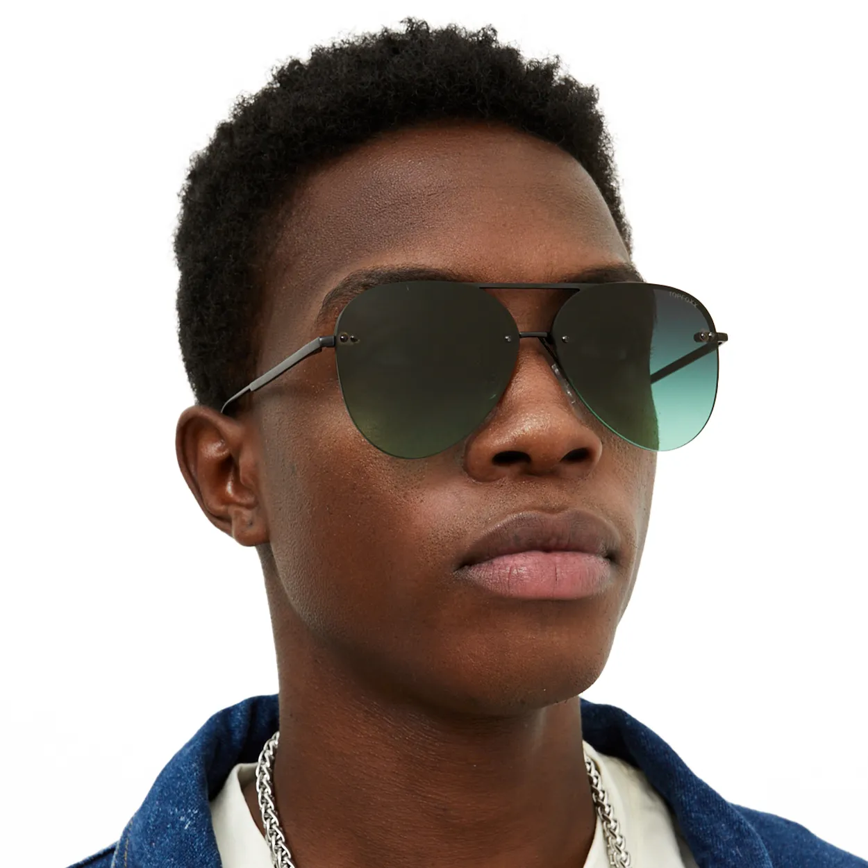 Smaller Megan 2 - Dark Green Metal Aviator Sunglasses - Image 2