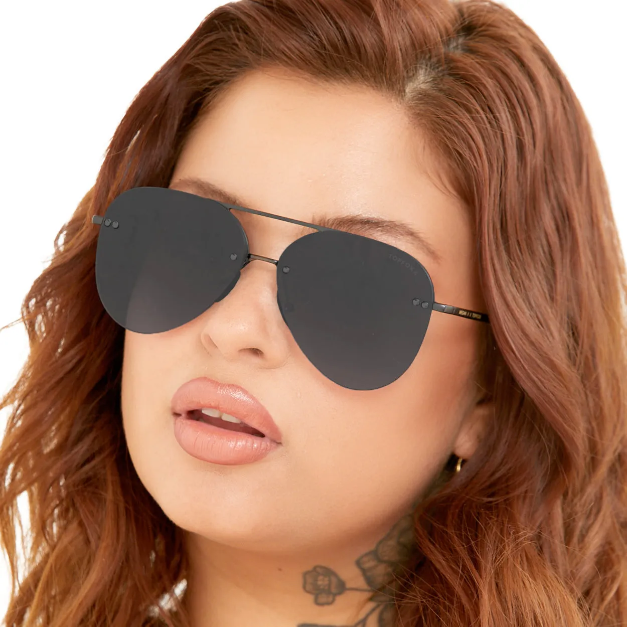 Smaller Megan 2 Jet Black- Tangle Free Aviator Sunglasses - Image 3