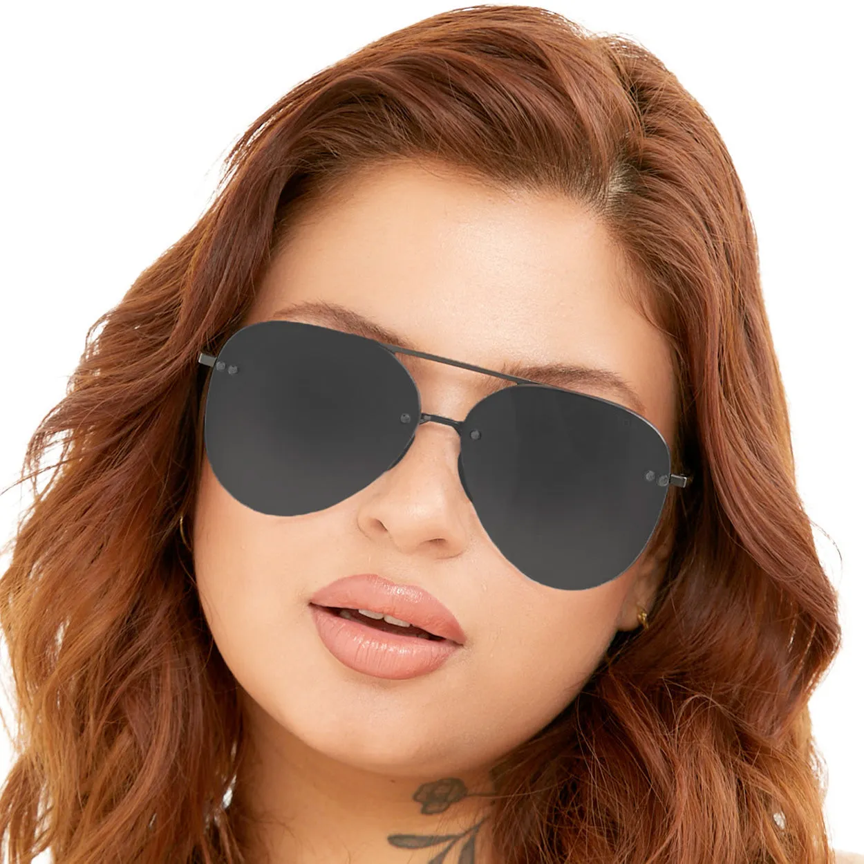 Smaller Megan 2 Jet Black- Tangle Free Aviator Sunglasses - Image 4