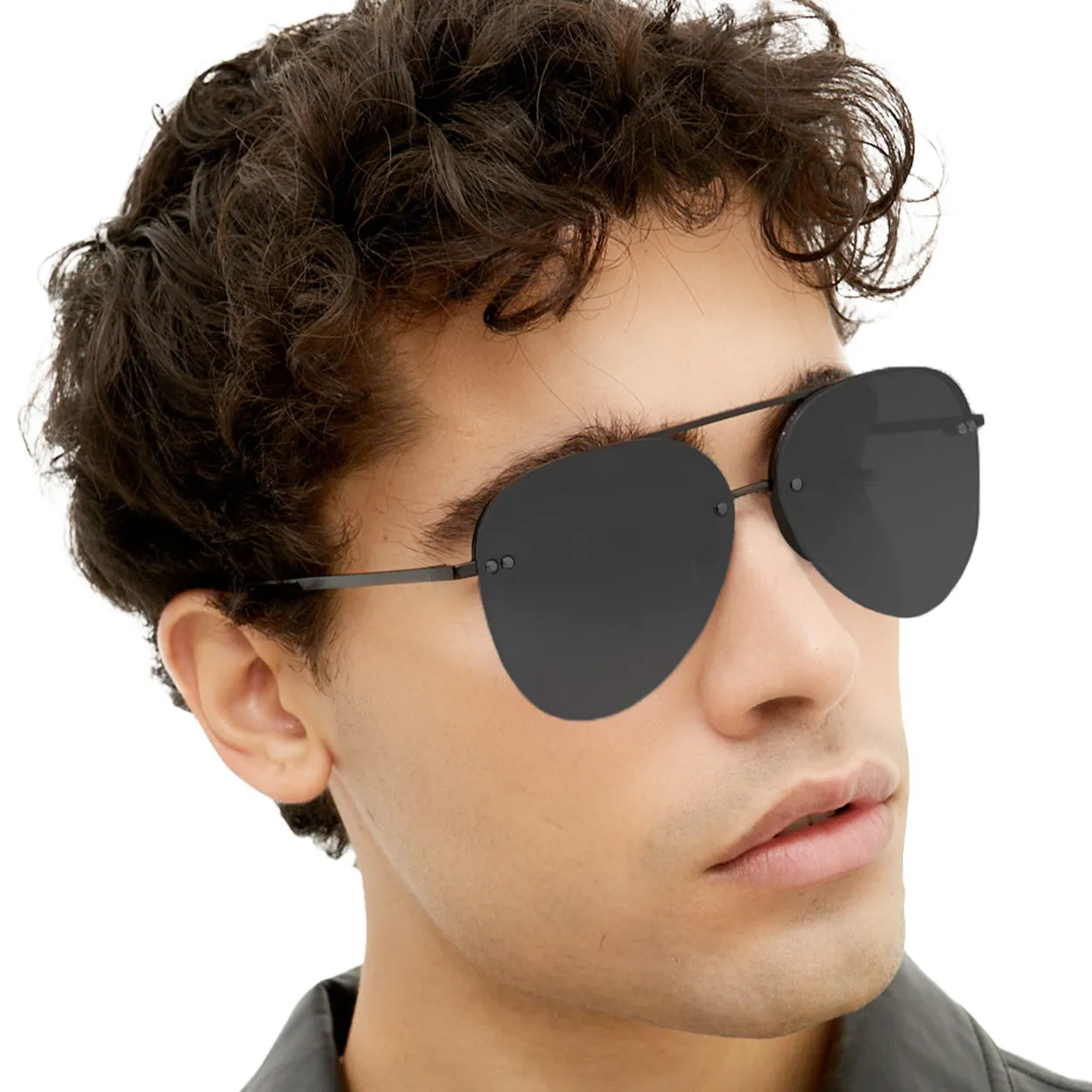 Smaller Megan 2 Jet Black- Tangle Free Aviator Sunglasses - Image 5