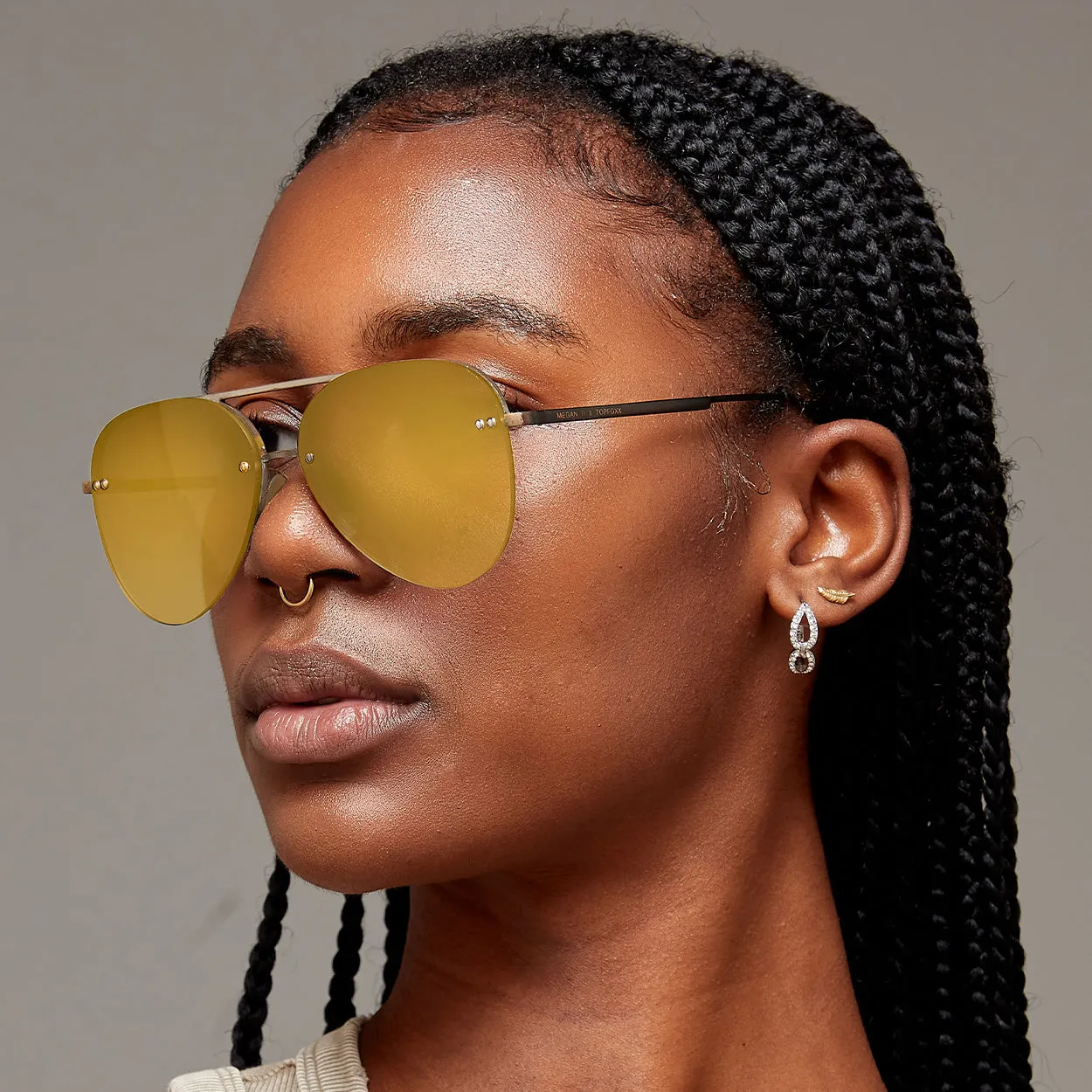Smaller Megan 2 Mirrored Bronze - Tangle Free Aviator Sunglasses - Image 4