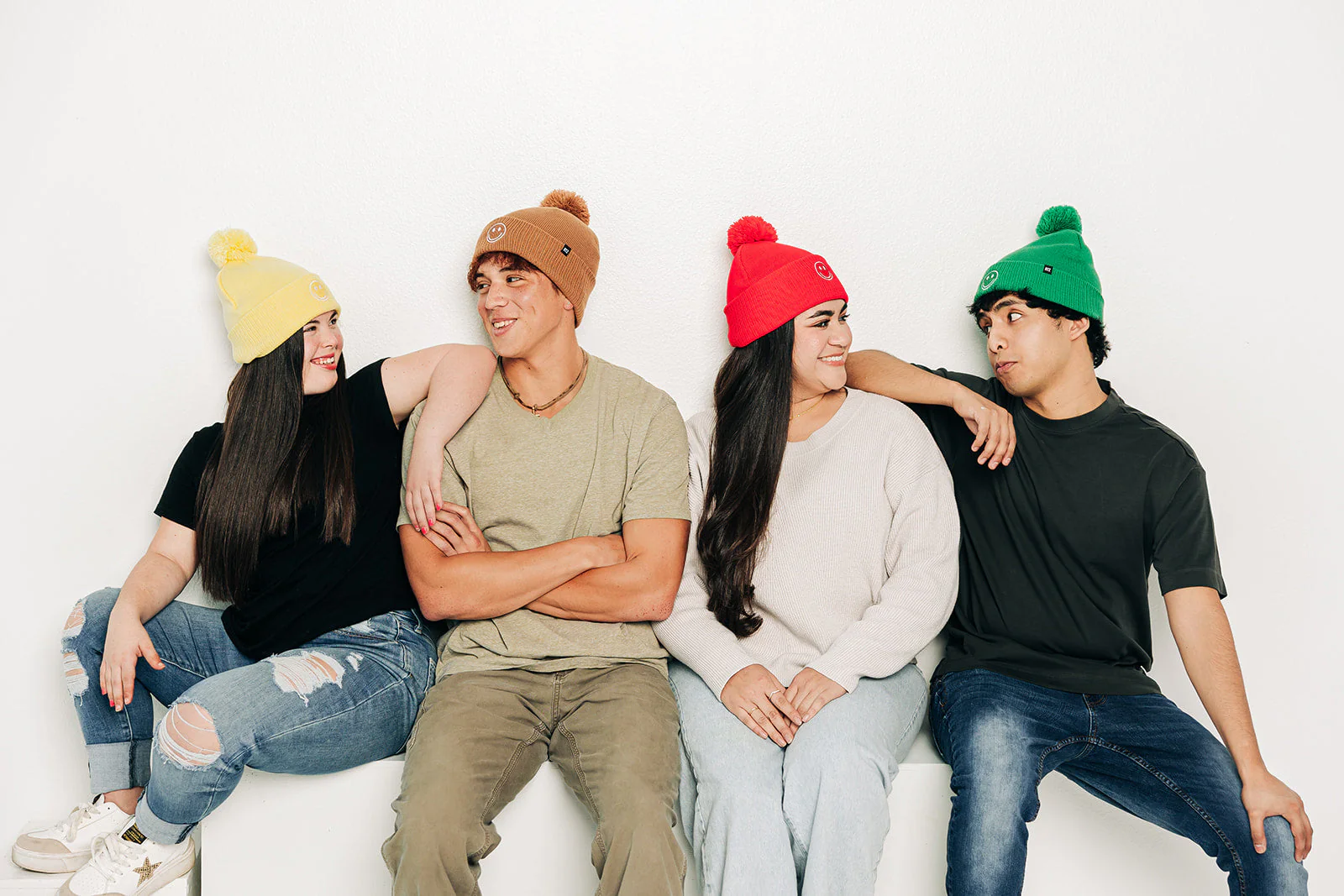 Smiley Pom Pom Beanie Hat - Image 16