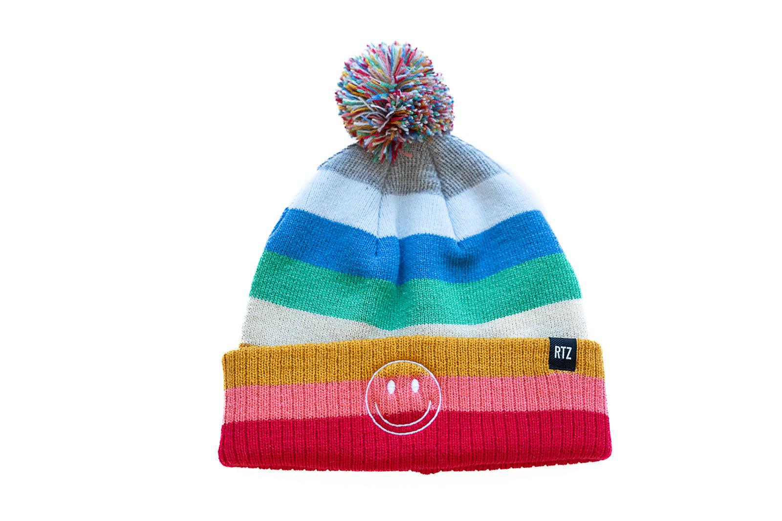 Smiley Pom Pom Beanie Hat - Image 3